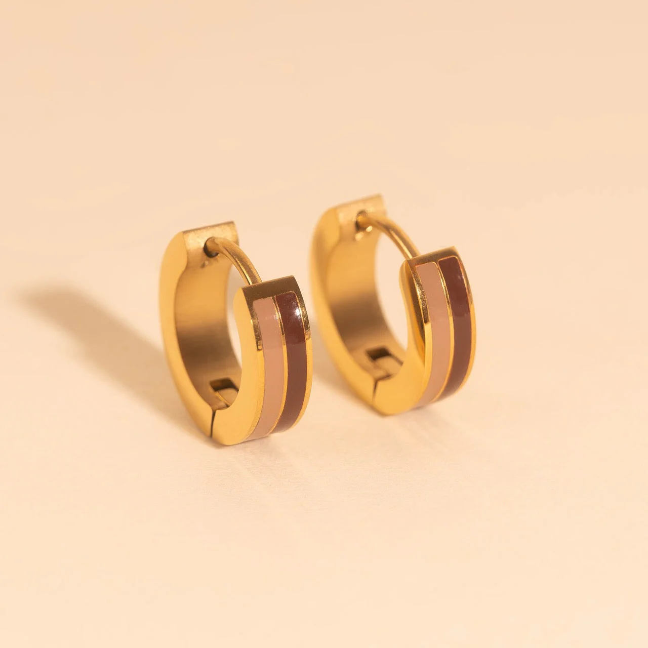 Striped Chunky Huggie Hoop Earrings - Image 30