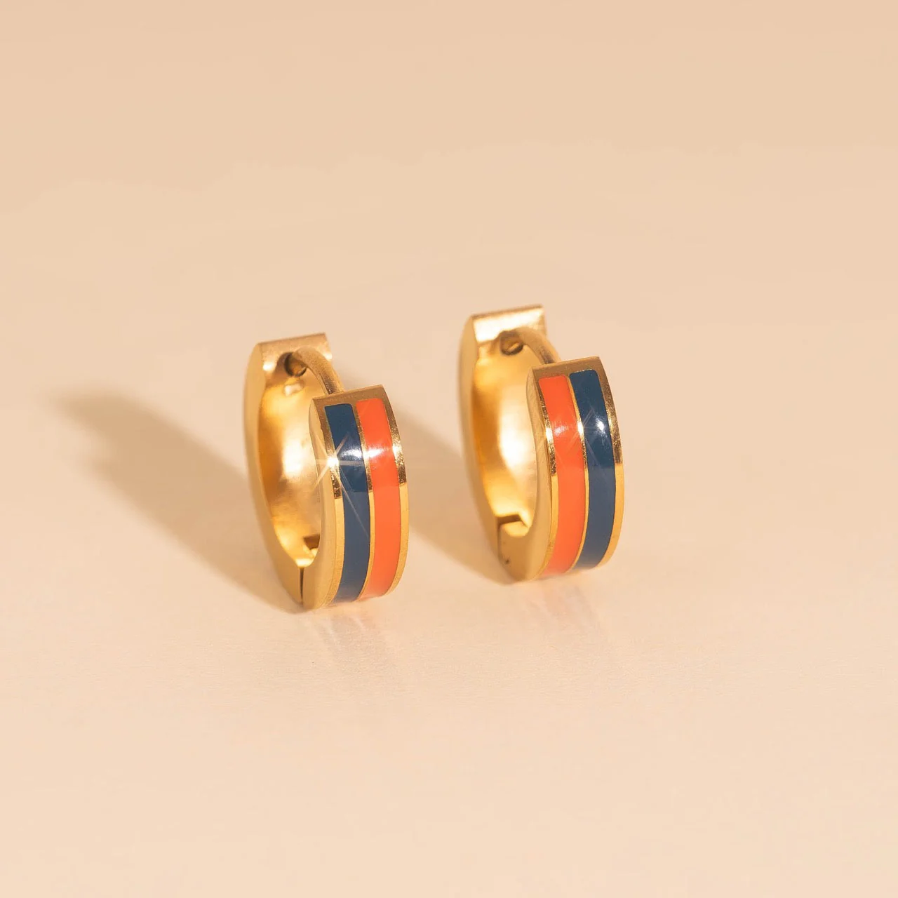 Striped Chunky Huggie Hoop Earrings - Image 31