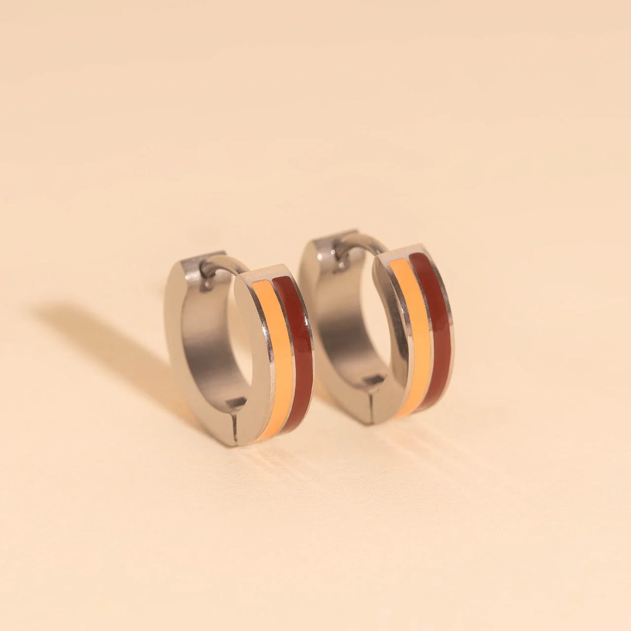 Striped Chunky Huggie Hoop Earrings - Image 33