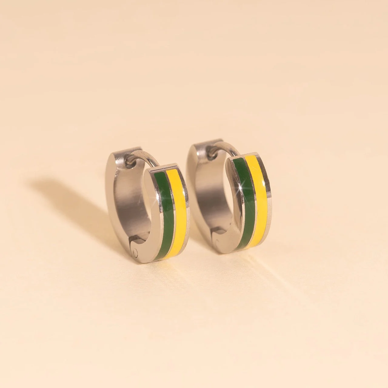 Striped Chunky Huggie Hoop Earrings - Image 35