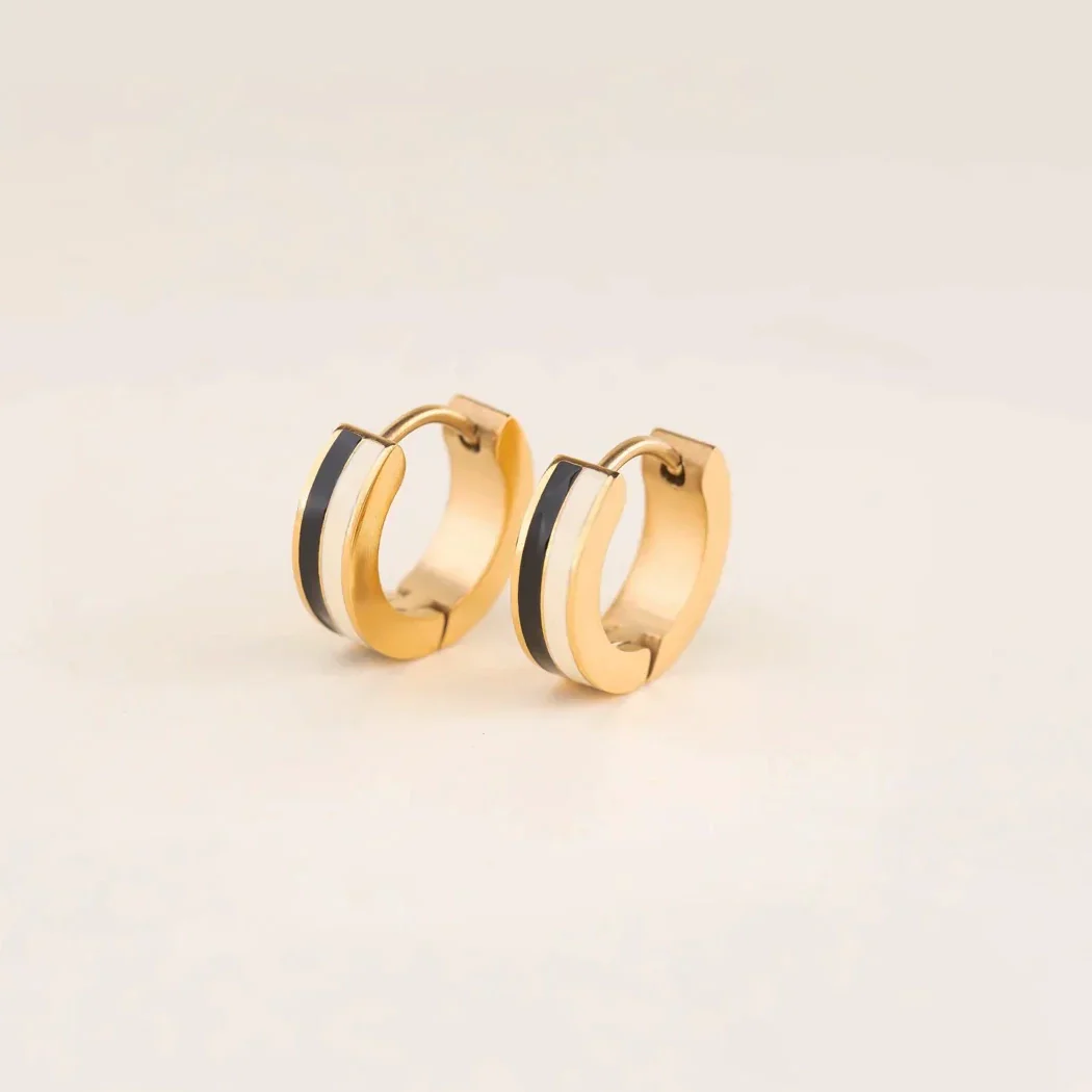 Striped Chunky Huggie Hoop Earrings - Image 36