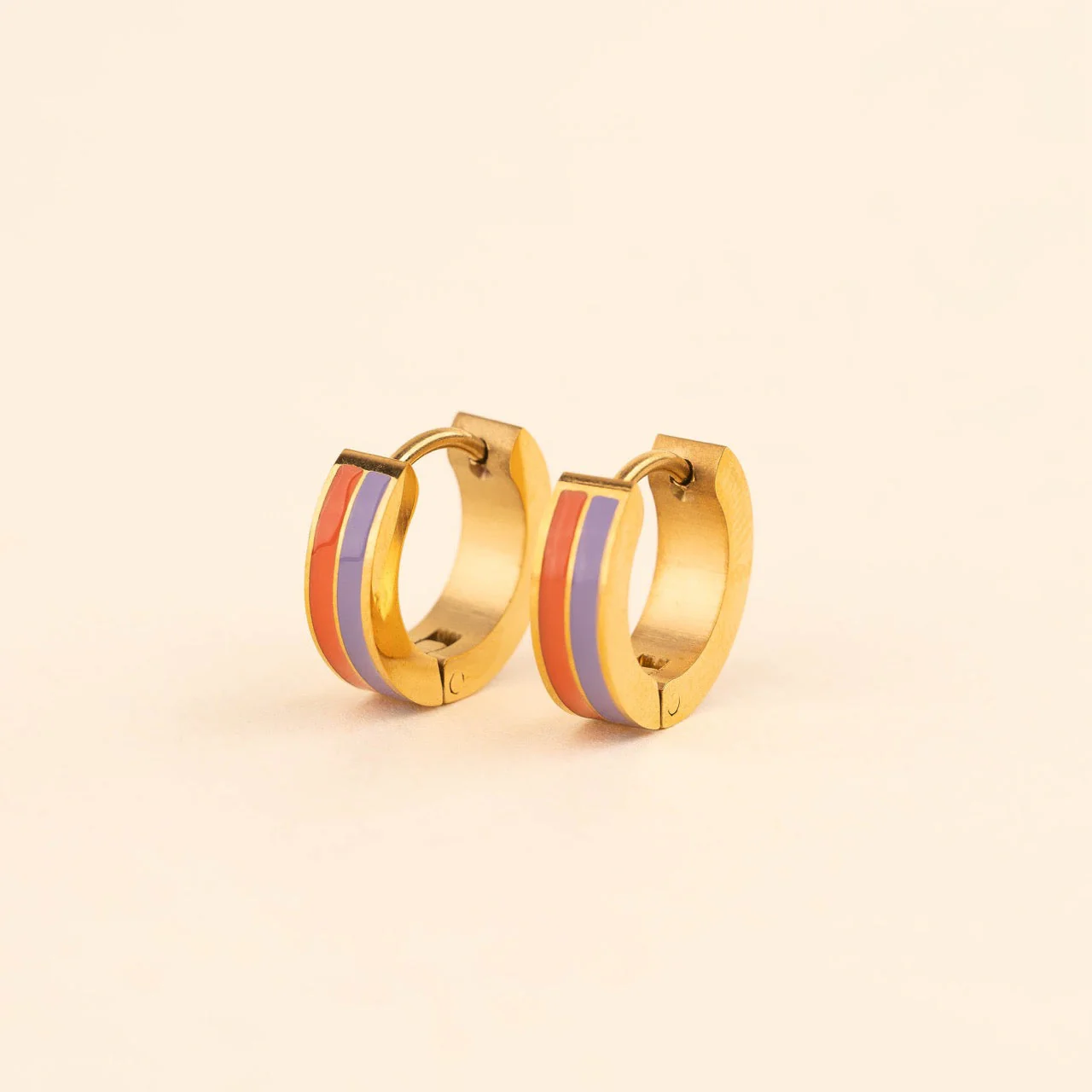 Striped Chunky Huggie Hoop Earrings - Image 38