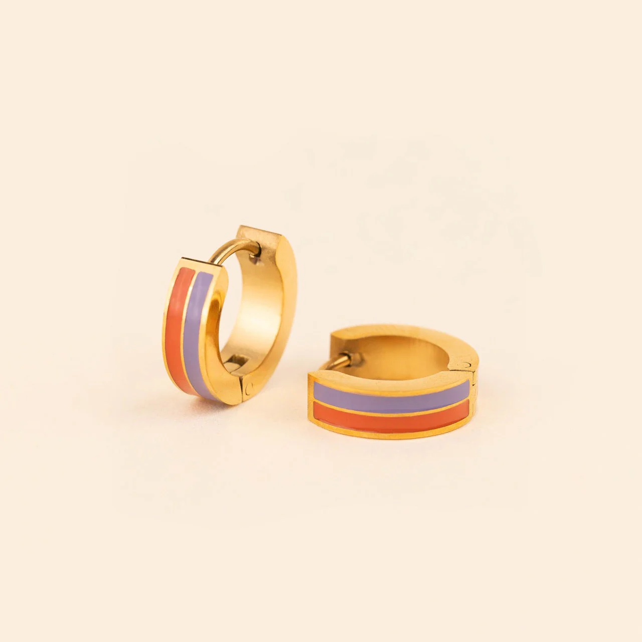 Striped Chunky Huggie Hoop Earrings - Image 39