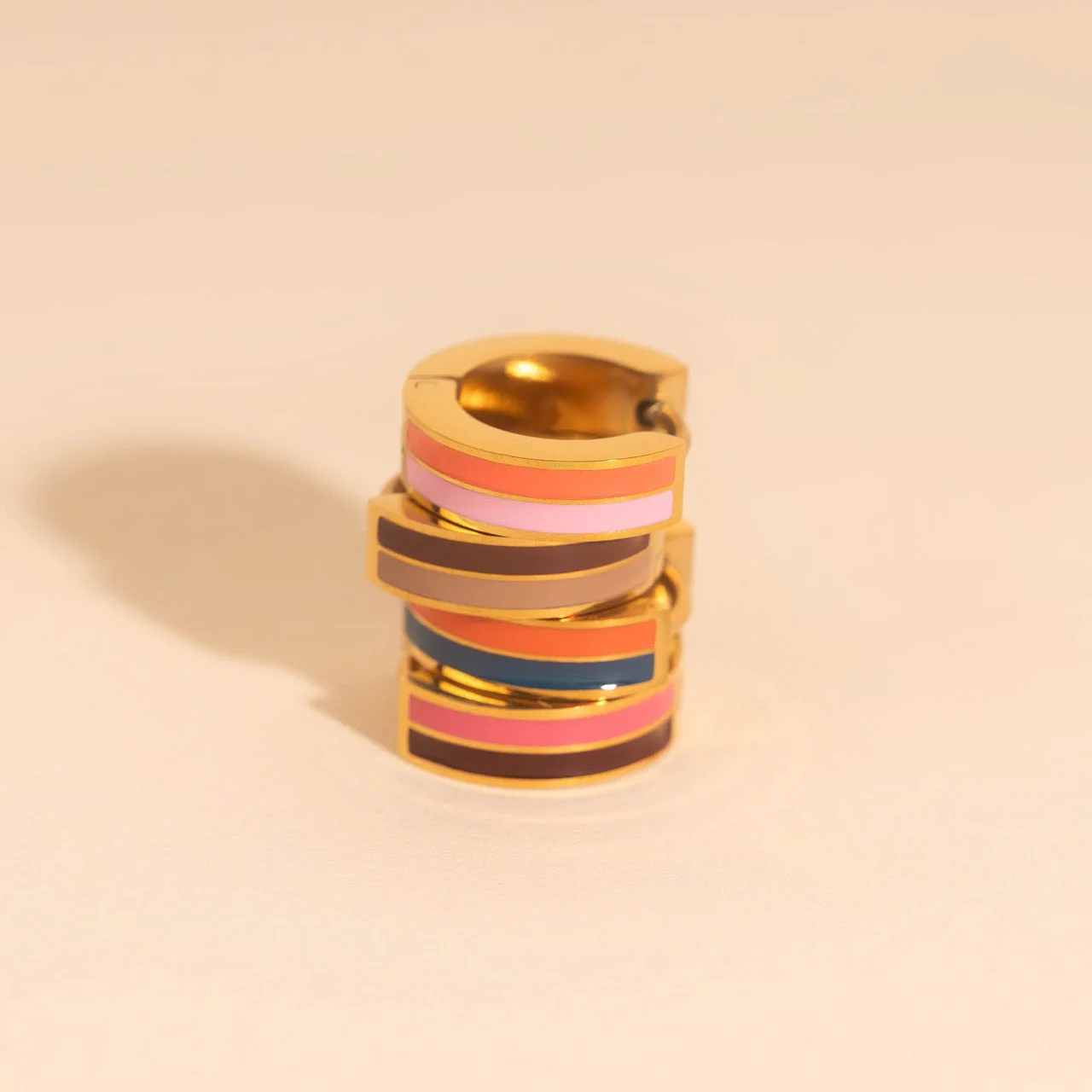 Striped Chunky Huggie Hoop Earrings - Image 6