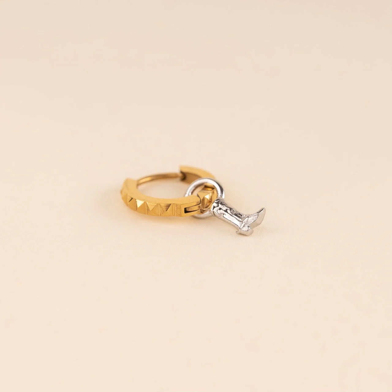 Studded Huggie Hoop Earrings - Image 4