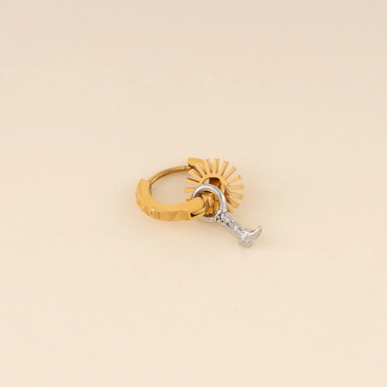 Studded Huggie Hoop Earrings - Image 5