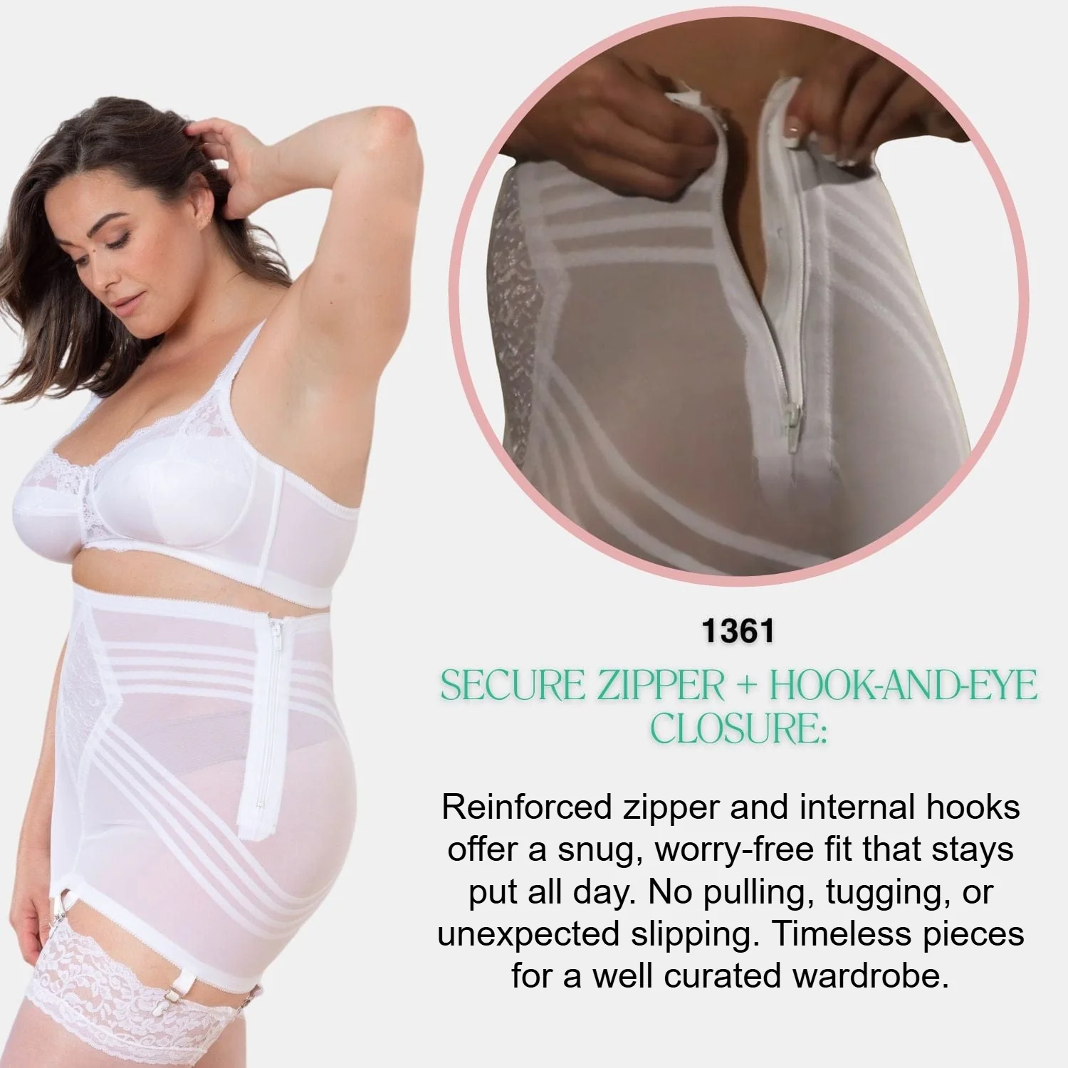 Waistline Open Bottom Breathable Power Mesh Fabric | With Side Zipper | Firm to Extra Firm Support | Style 1361 - Image 2