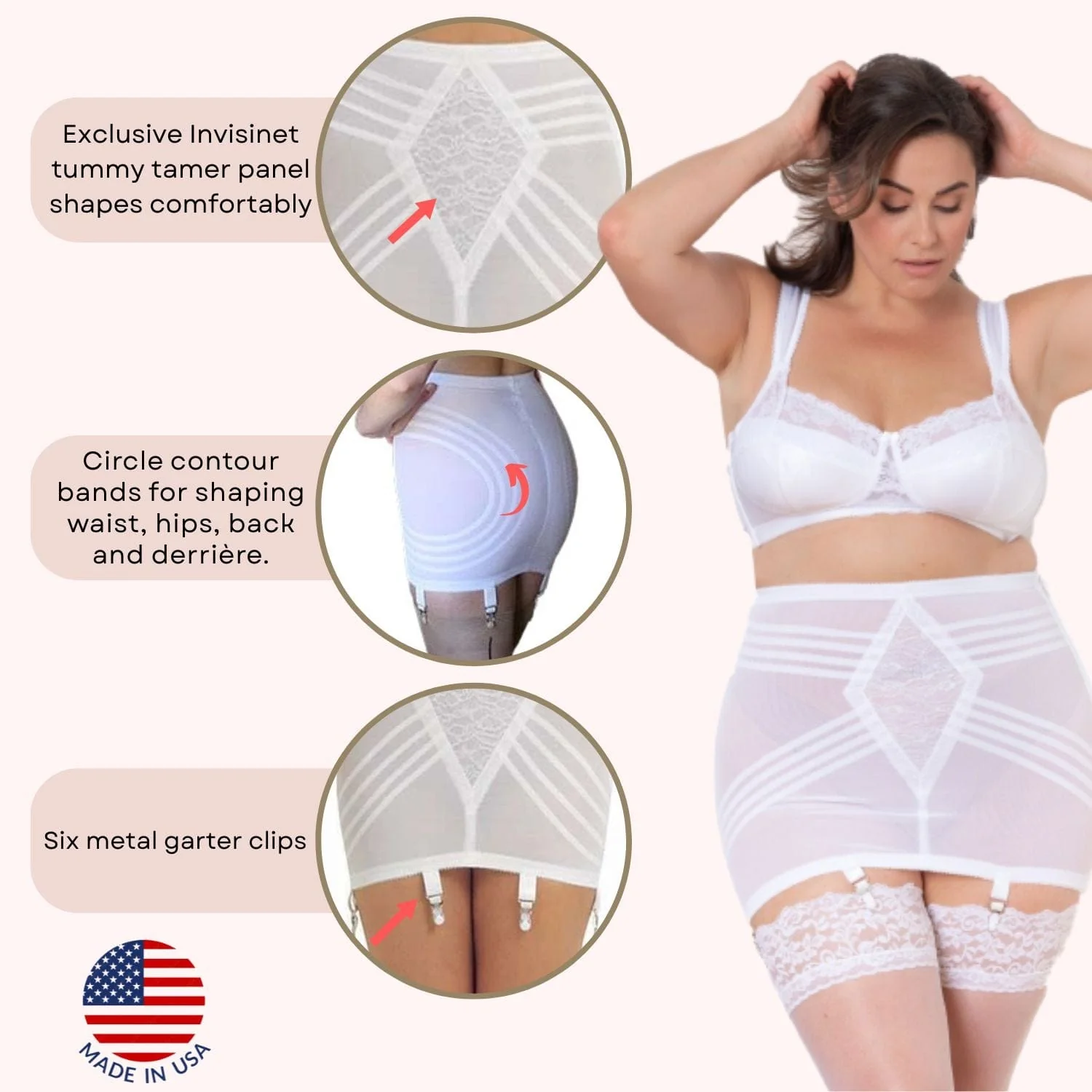 Waistline Open Bottom Breathable Power Mesh Fabric | With Side Zipper | Firm to Extra Firm Support | Style 1361 - Image 3