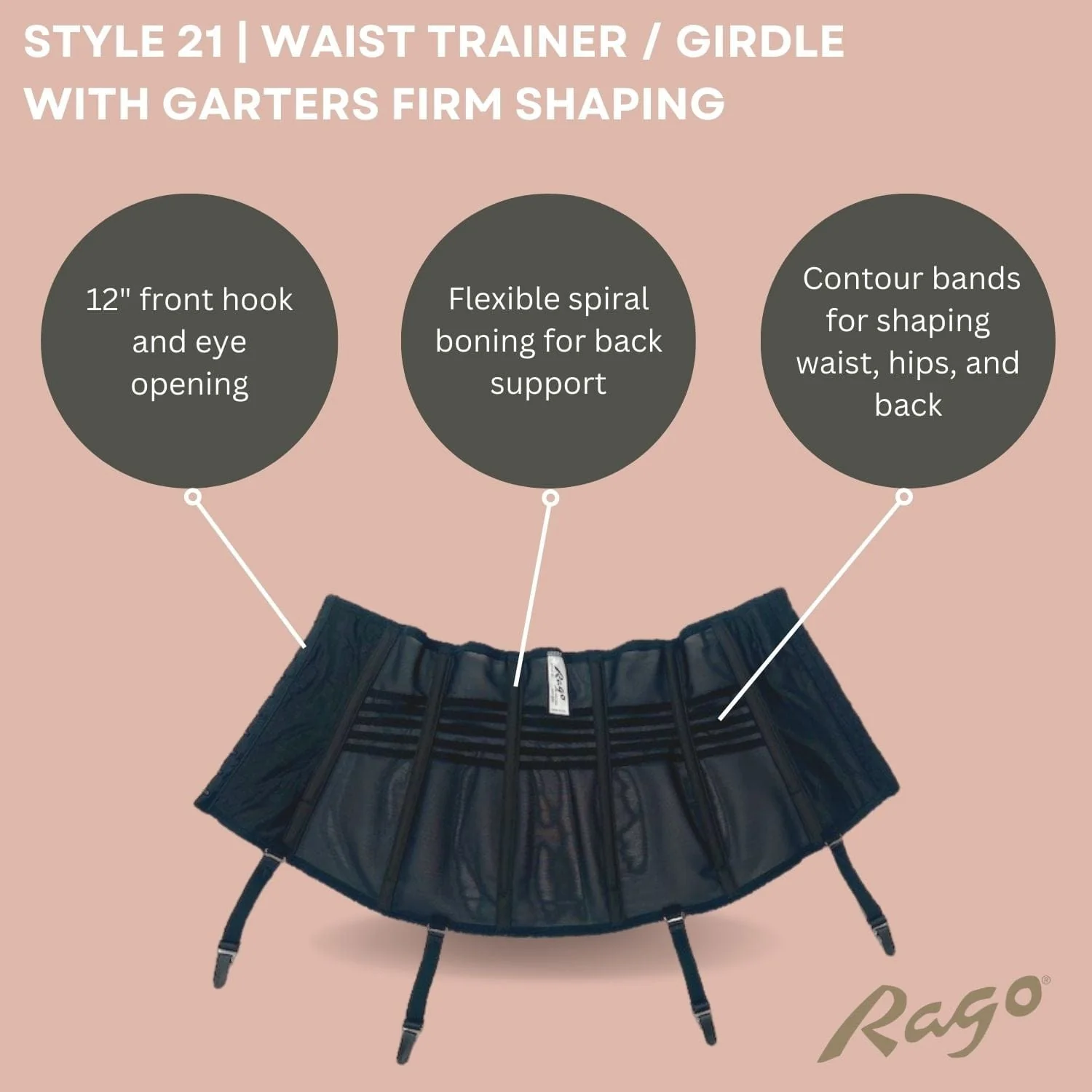 Waist Trainer / Girdle with Garters Firm Shaping | Style 21 - Image 3