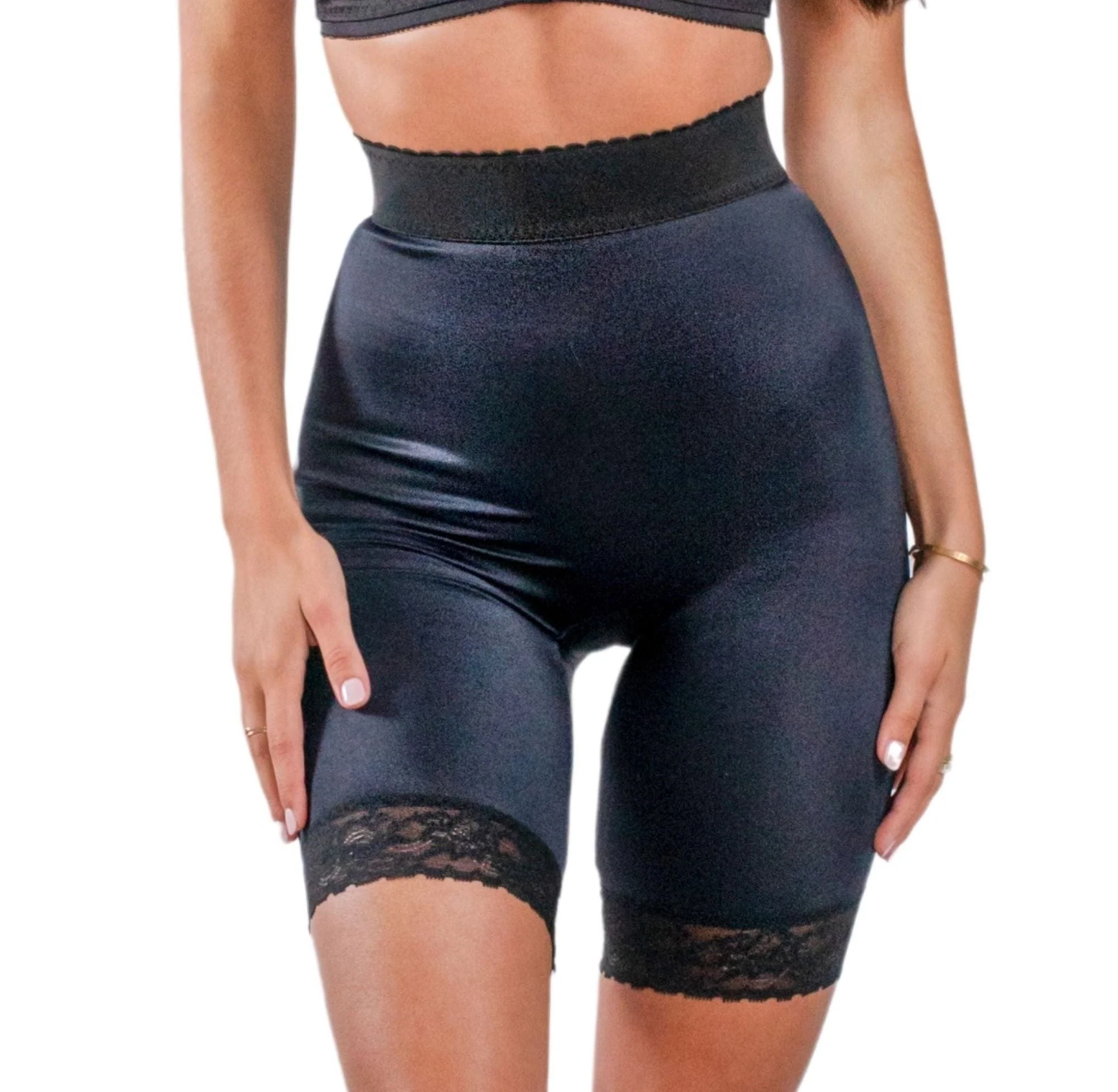 High Waist Light Shaping Bike Short | Satin 4-Way Stretch with Built-In Panty | Style 518 - Image 11