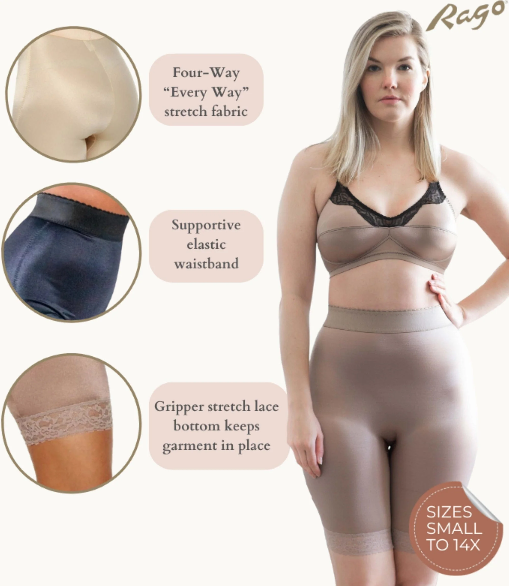 High Waist Light Shaping Bike Short | Satin 4-Way Stretch with Built-In Panty | Style 518 - Image 2