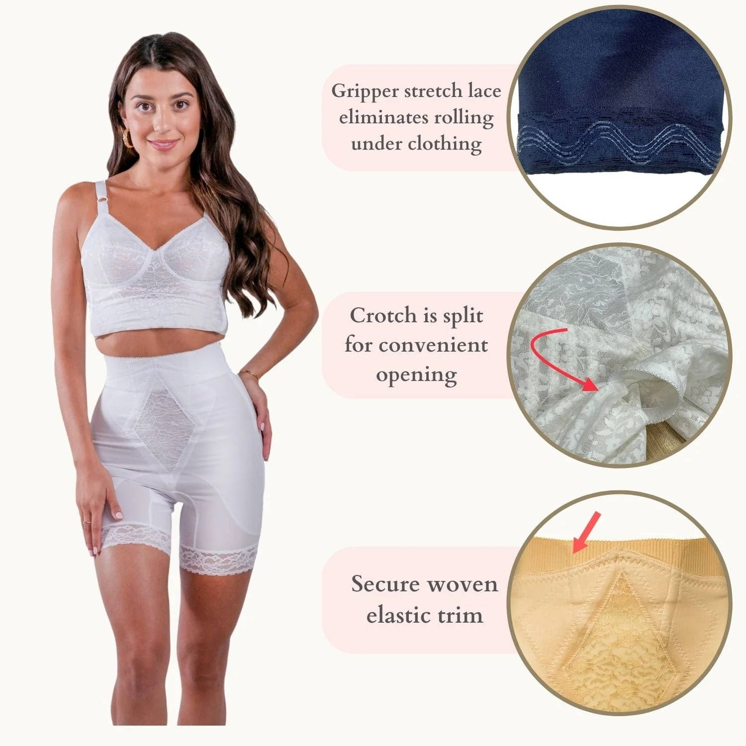 High Waist Medium Control Thigh Slimmer | No Top Roll | Style 6206 - Image 3