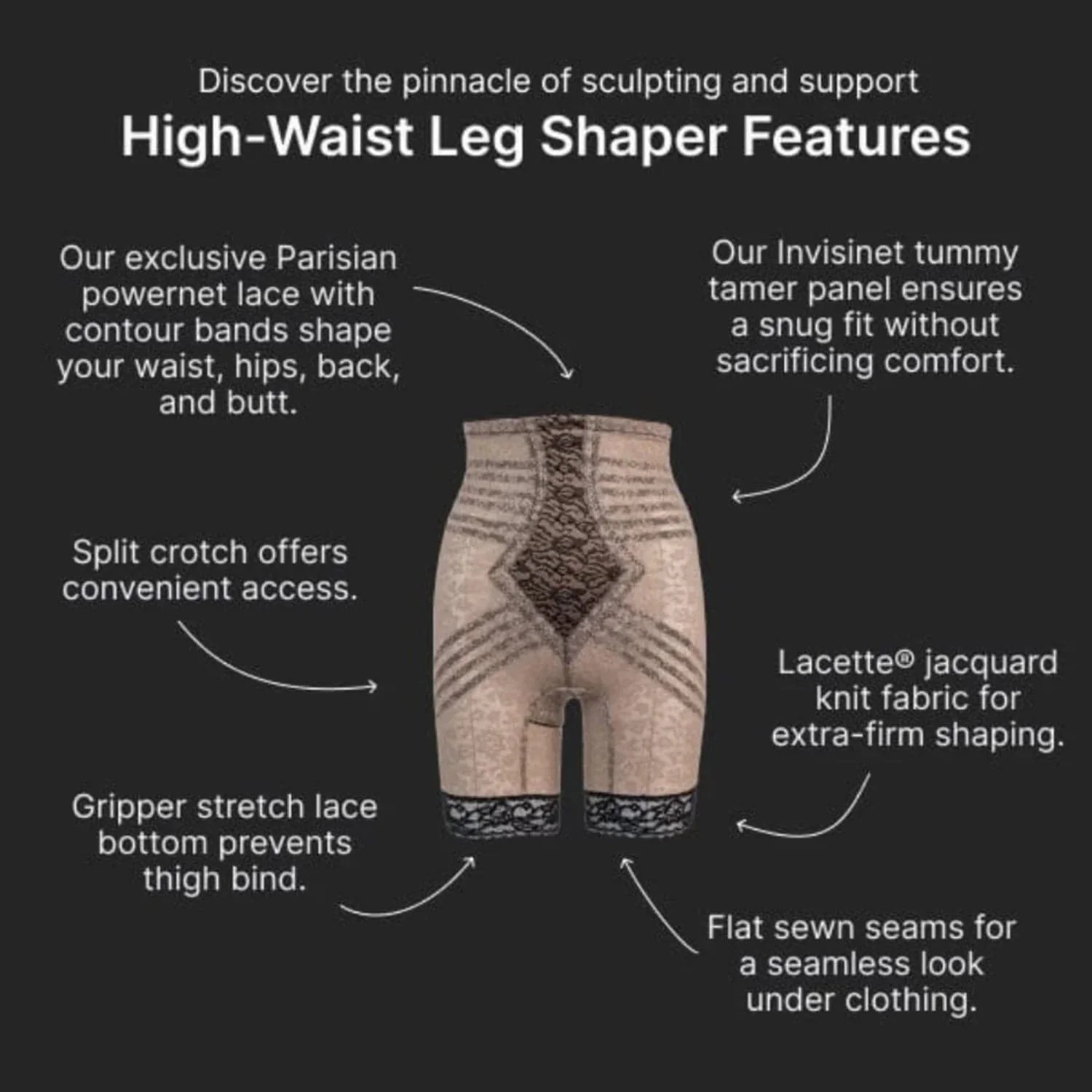 No Roll High Waist Lace Thigh Slimmer with Extra Firm Support | Style 6207 - Image 3