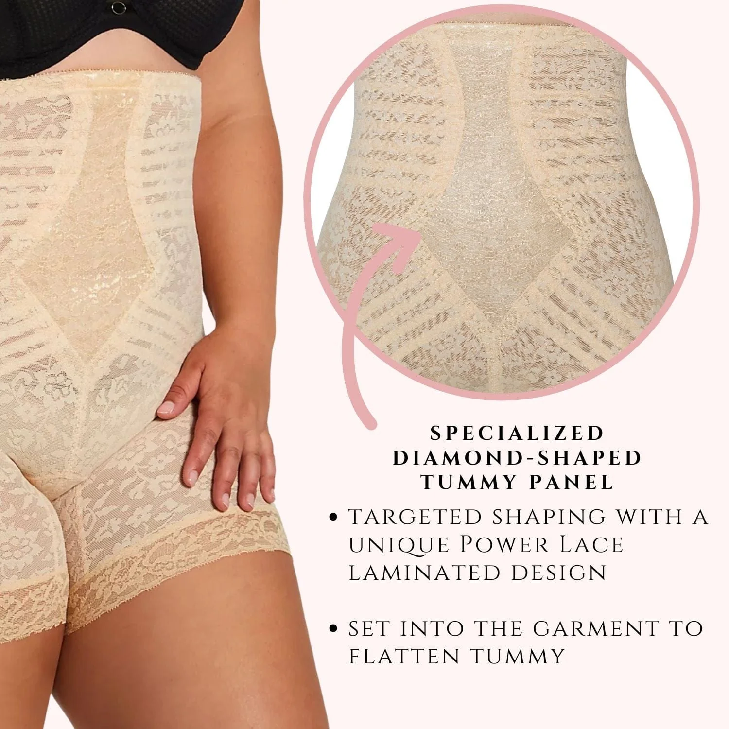 No Roll High Waist Lace Thigh Slimmer with Extra Firm Support | Style 6207 - Image 4