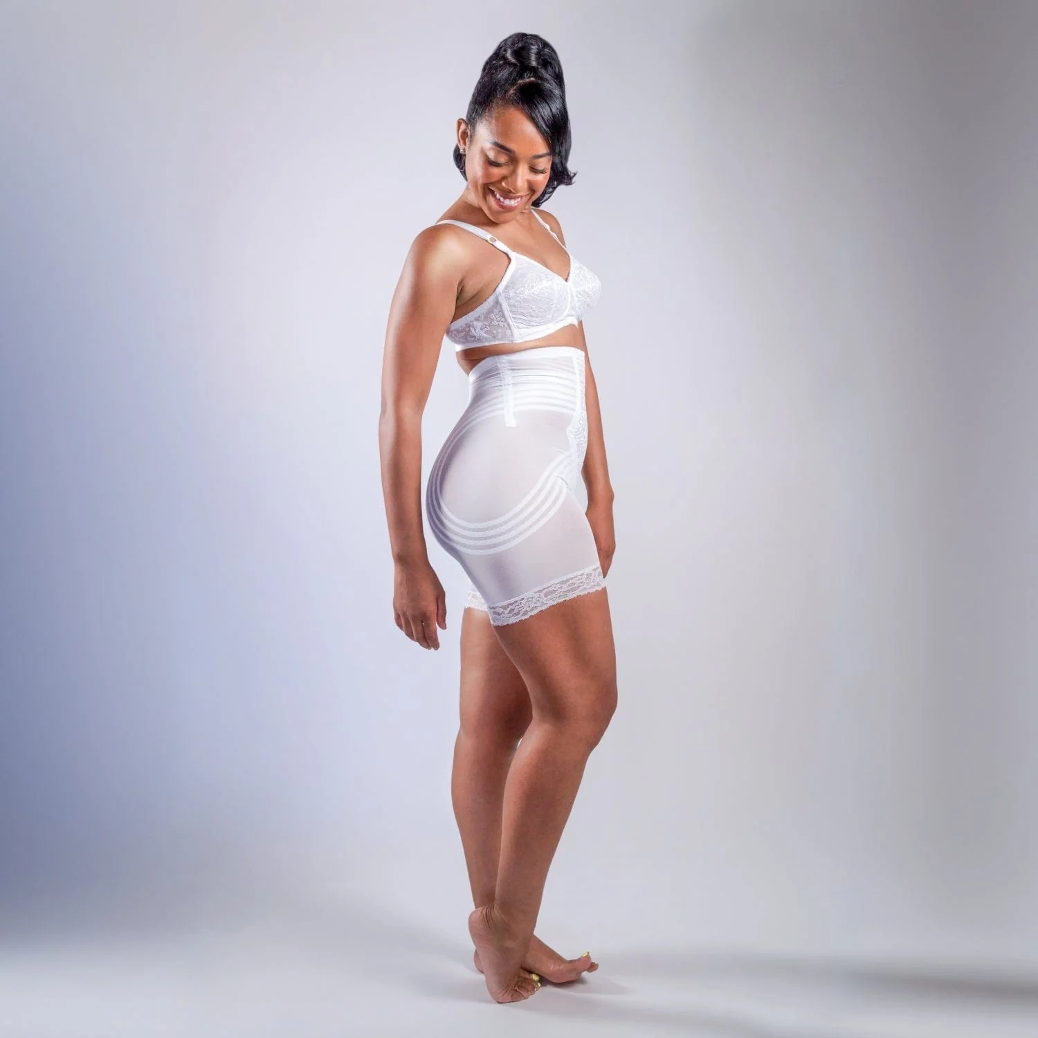 Breathable High Waist Thigh Slimmer | No Roll Power Mesh Hourglass Shaper | Firm to Extra Firm Support | Style 6209
