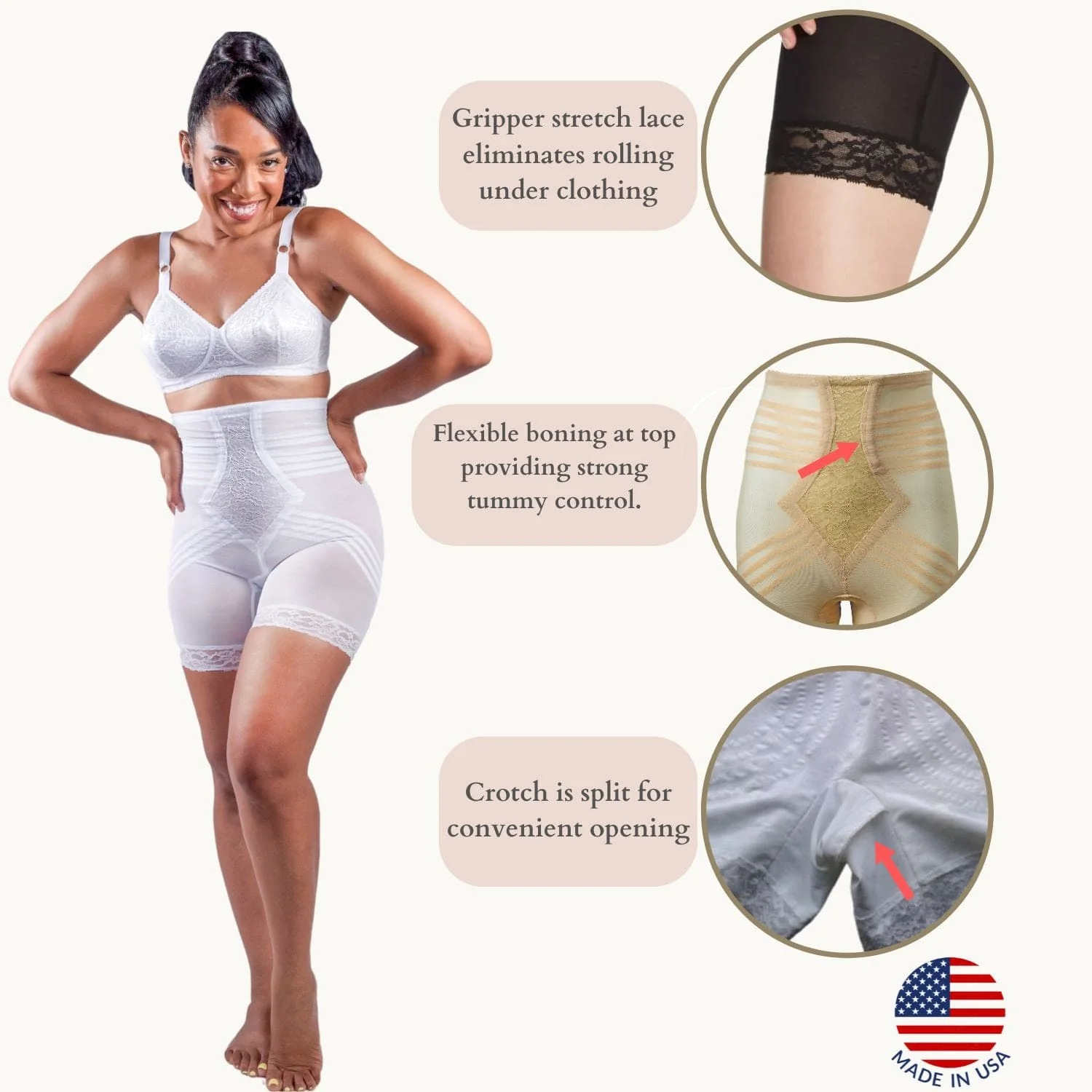 Breathable High Waist Thigh Slimmer | No Roll Power Mesh Hourglass Shaper | Firm to Extra Firm Support | Style 6209 - Image 2