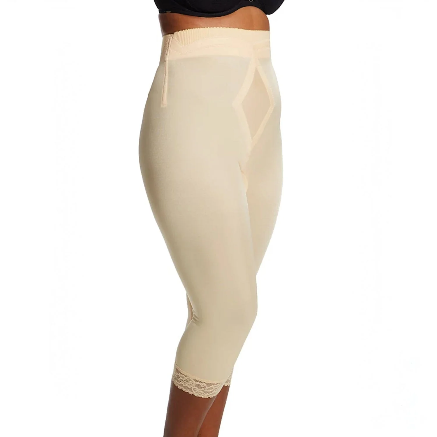 High Waist Capri Pant Liner with Tummy Control Satin Panel | Memory Compression Fabric | Medium Support | Style 6266 - Image 9