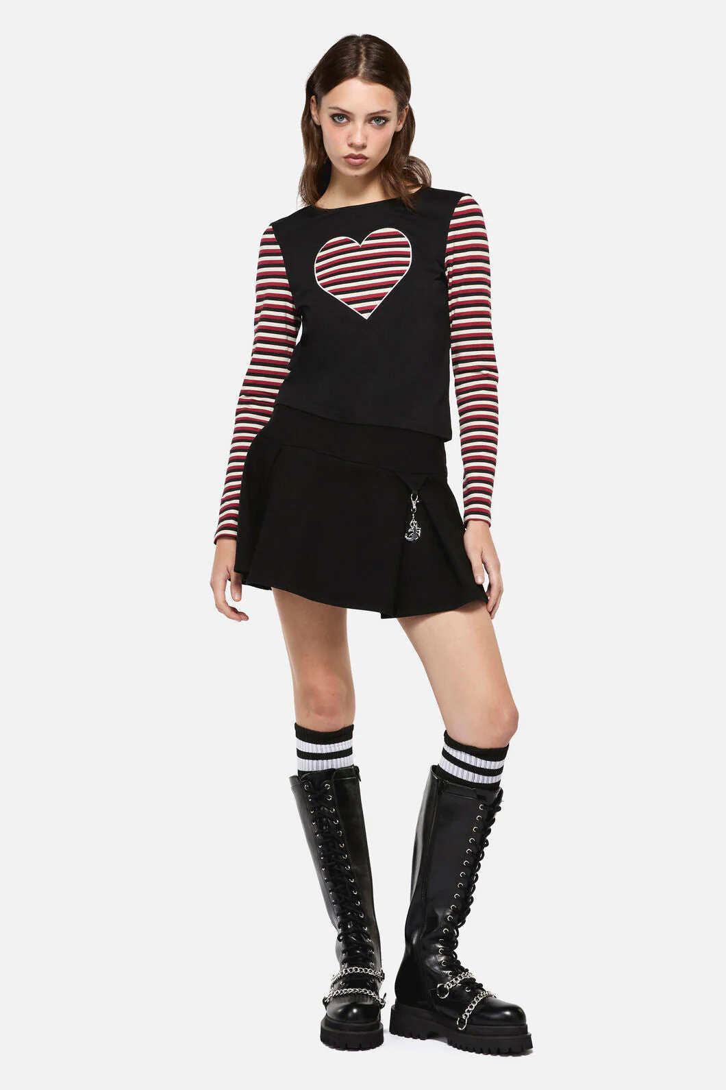 Sucked In Gothic Contrast Sleeve Top - Image 3