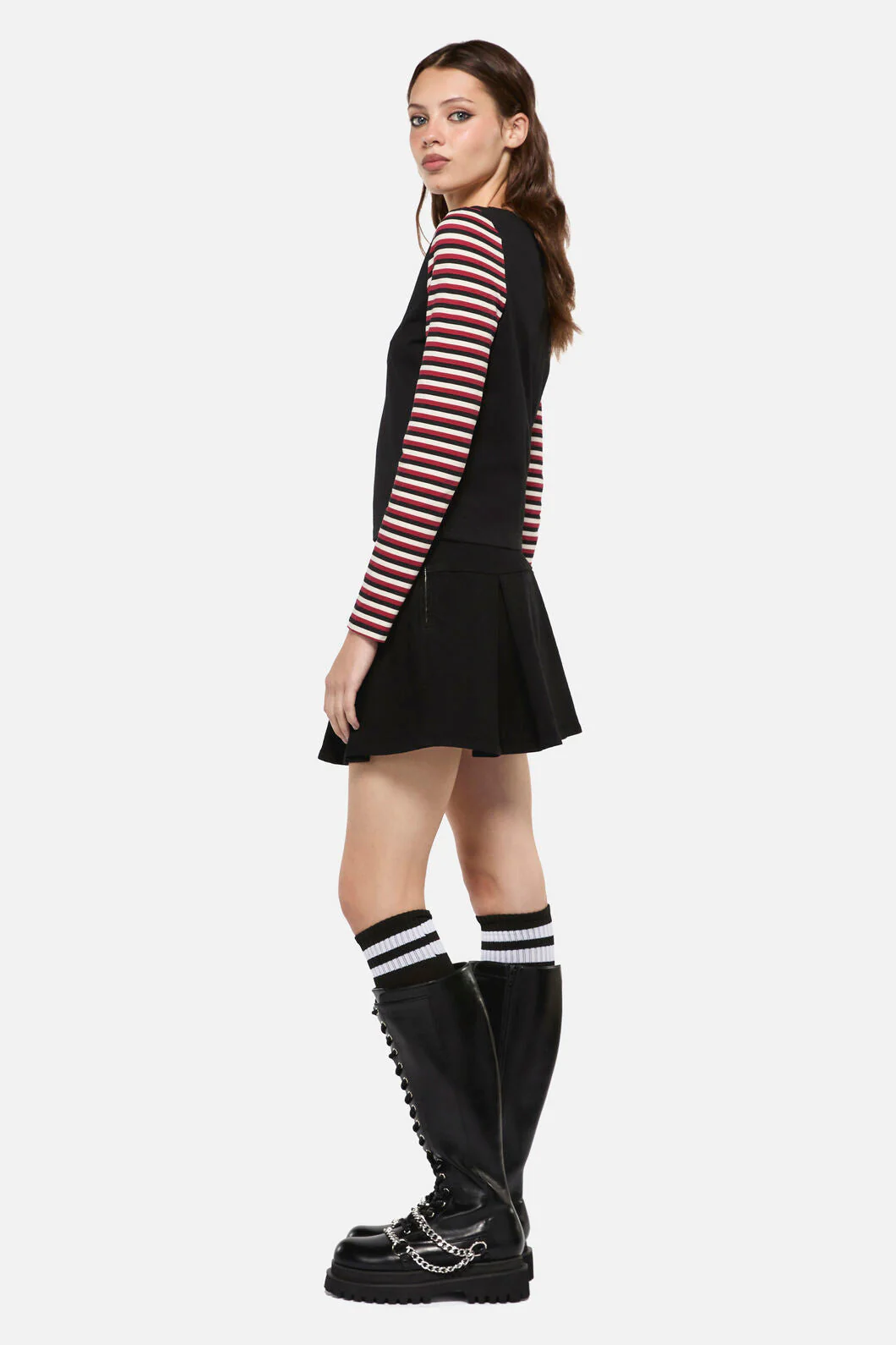 Sucked In Gothic Contrast Sleeve Top - Image 4