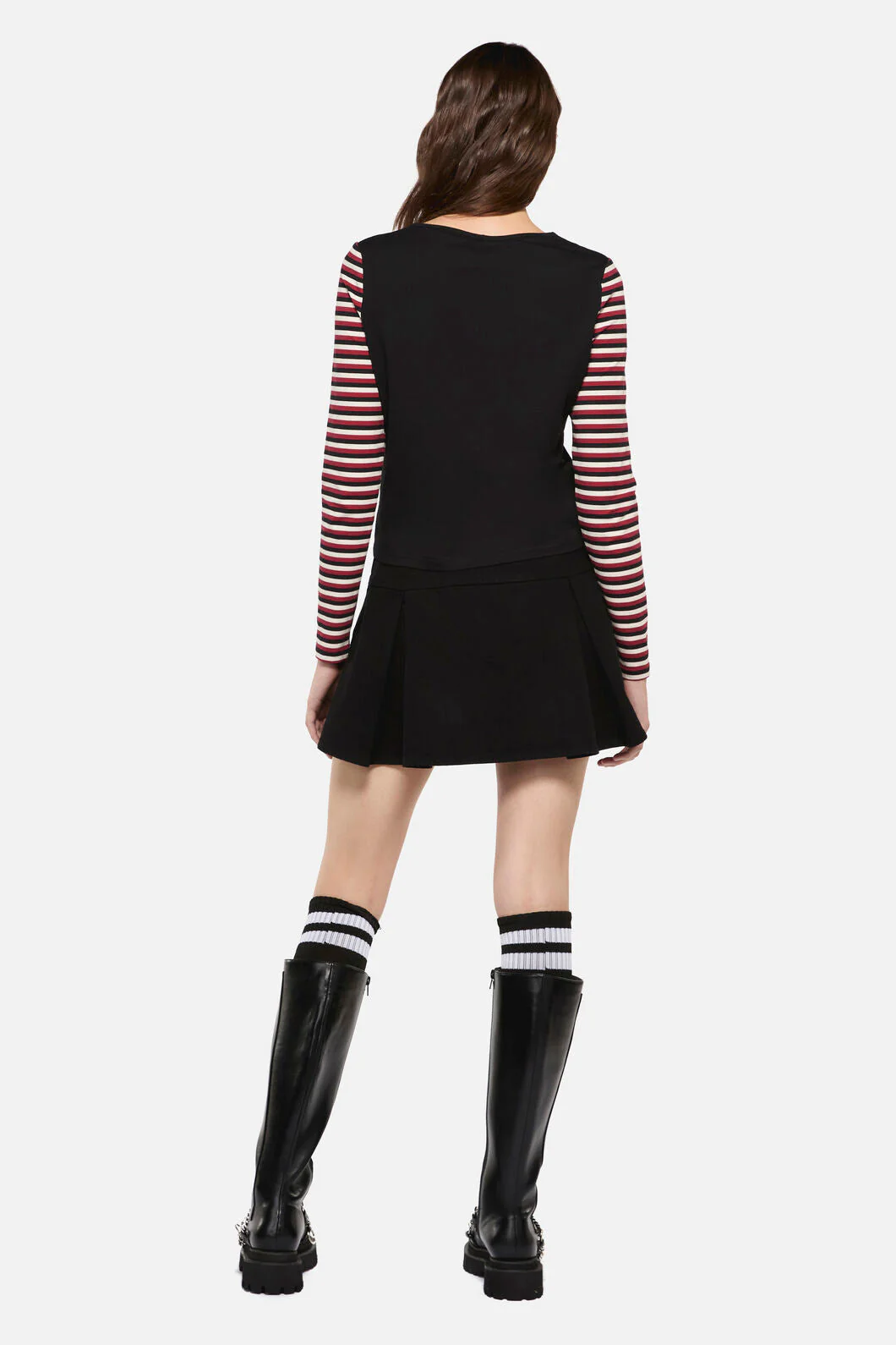 Sucked In Gothic Contrast Sleeve Top - Image 5