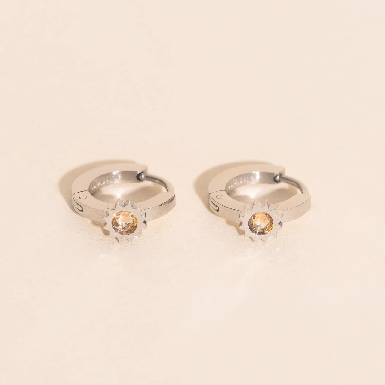 Sun 3D Huggie Hoop Earrings - Image 3
