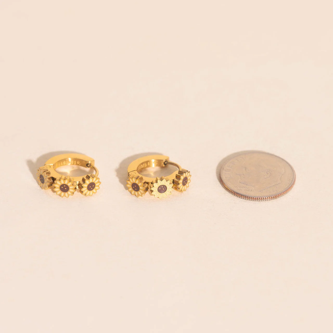 Sunflower 3D Huggie Hoop Earrings - Image 8