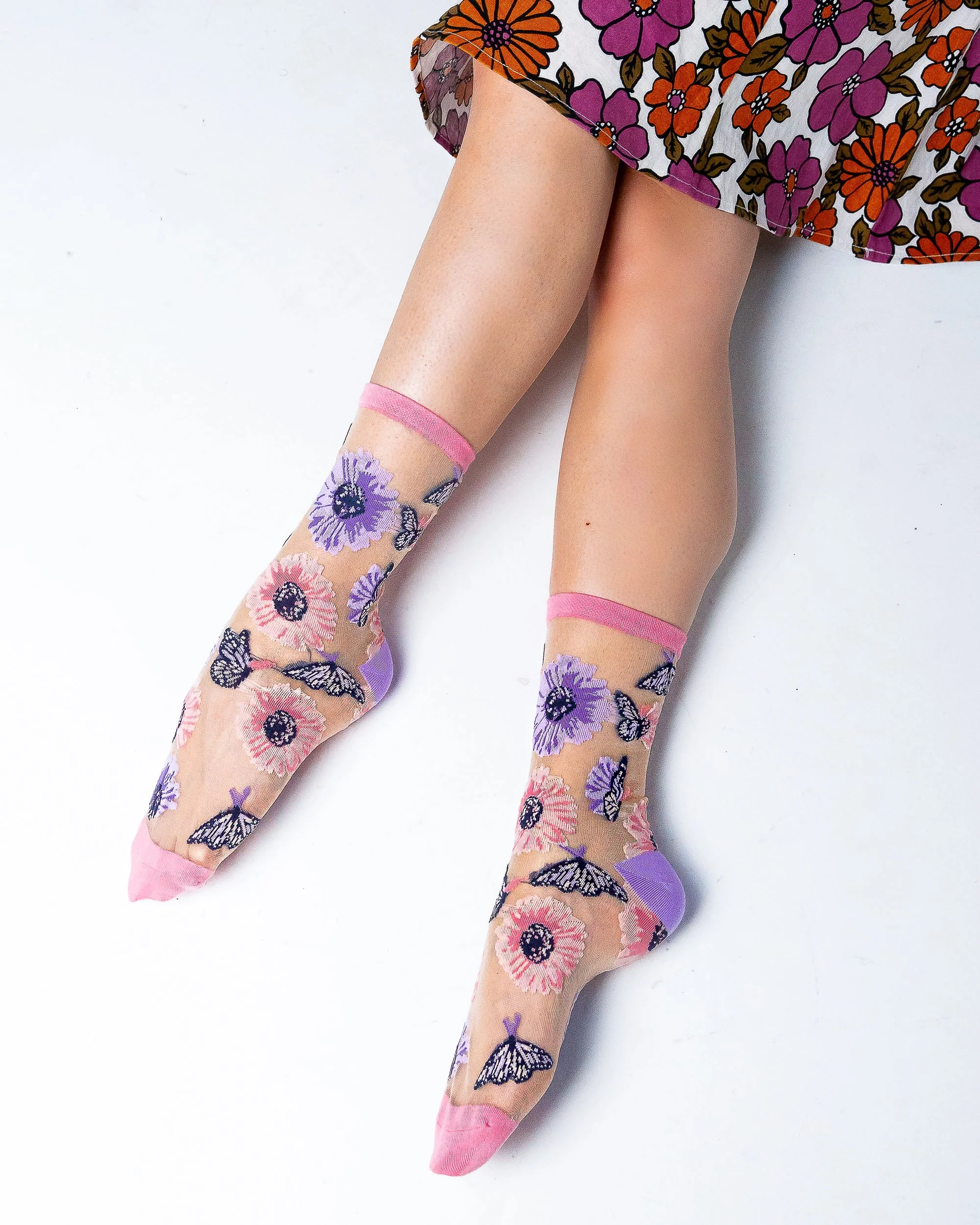 Sunflower Butterfly Sheer Crew Sock - Image 5