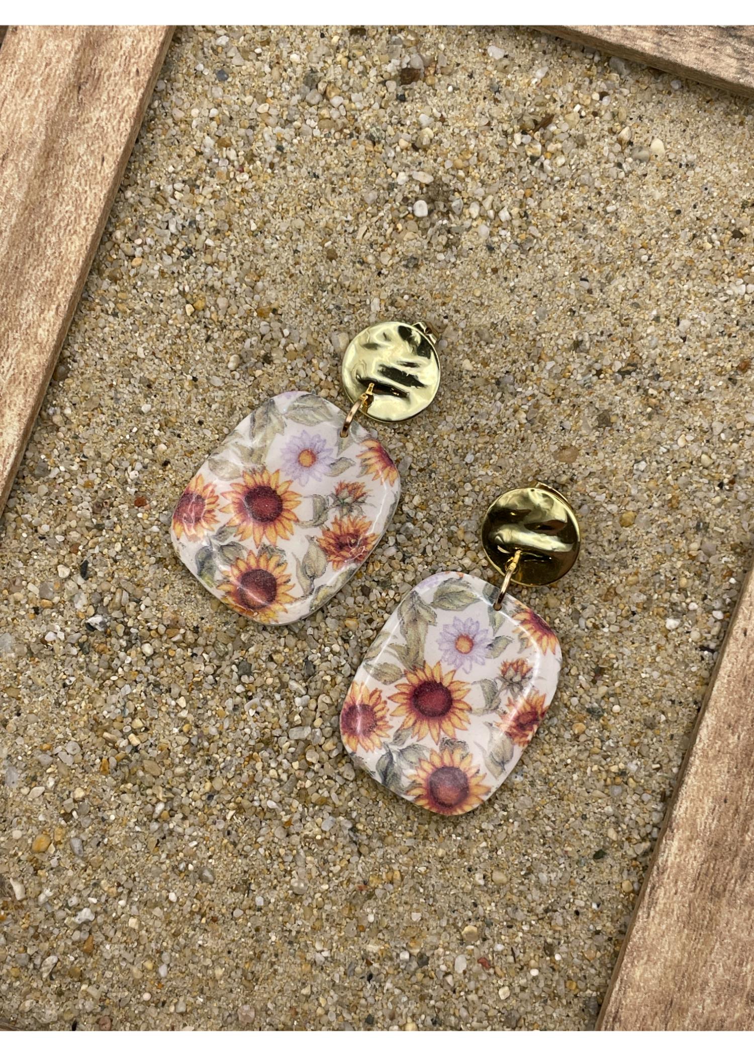 Sunflower Printed Dangle Earrings - Image 2