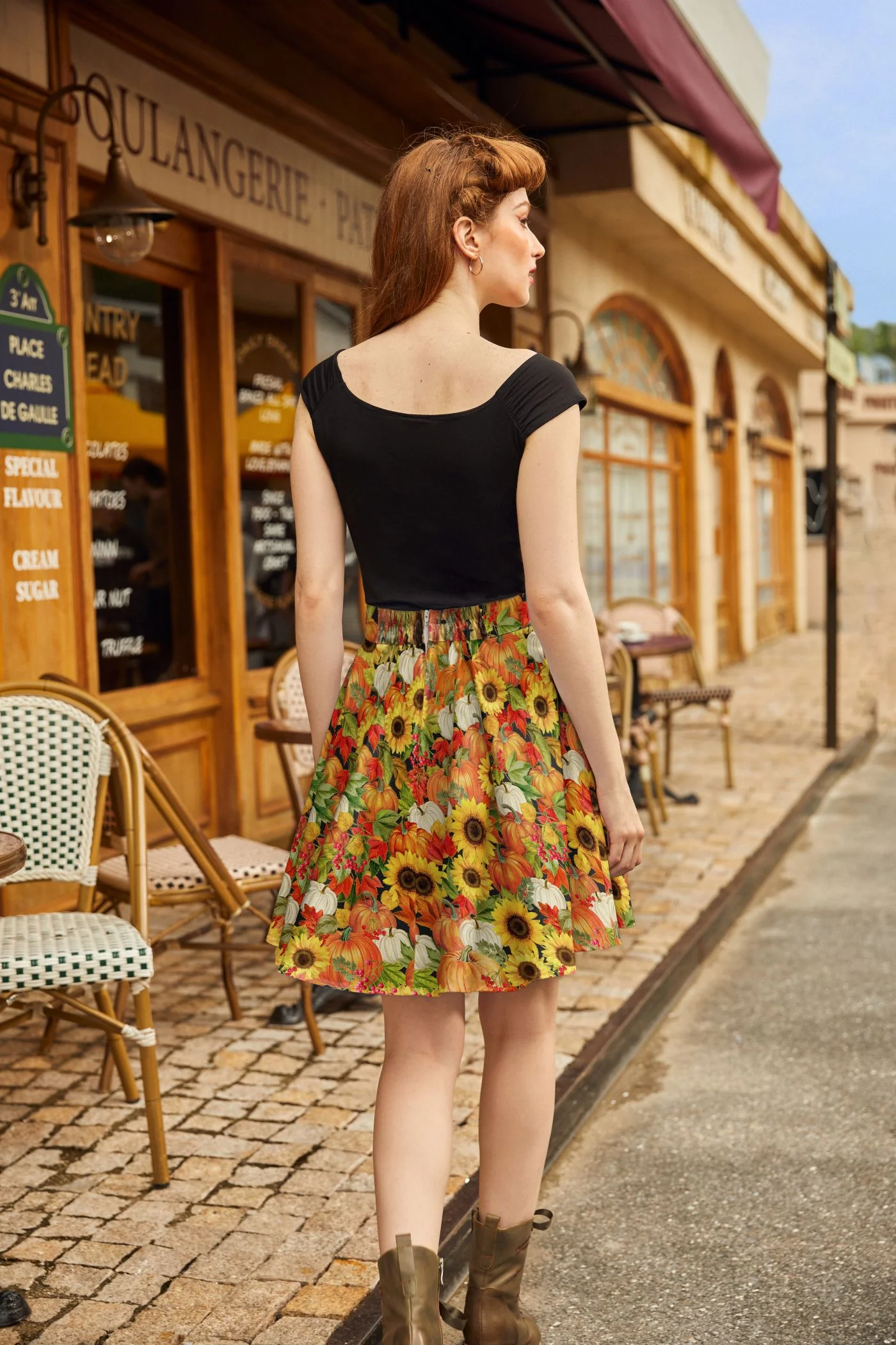 Sunflower & Pumpkin Skater Skirt - Image 3