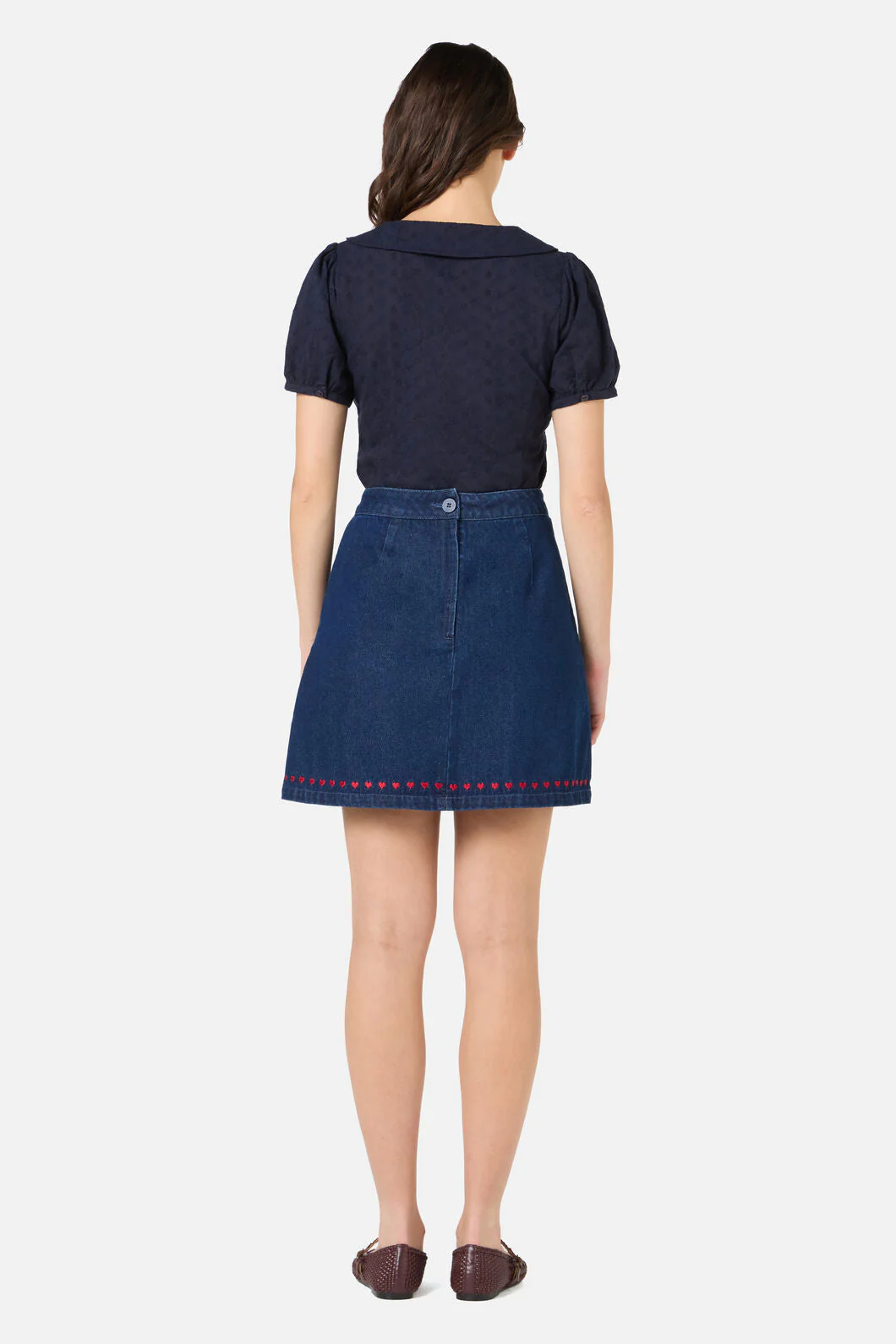 Sweet Heart Embroidered Denim Skirt - Image 5