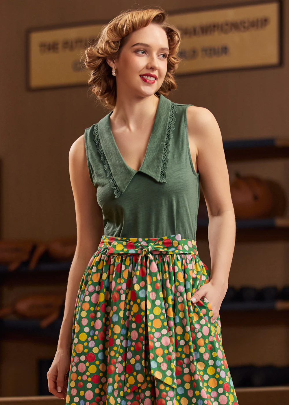 Sweet Stitched Collar V-Neck Top
