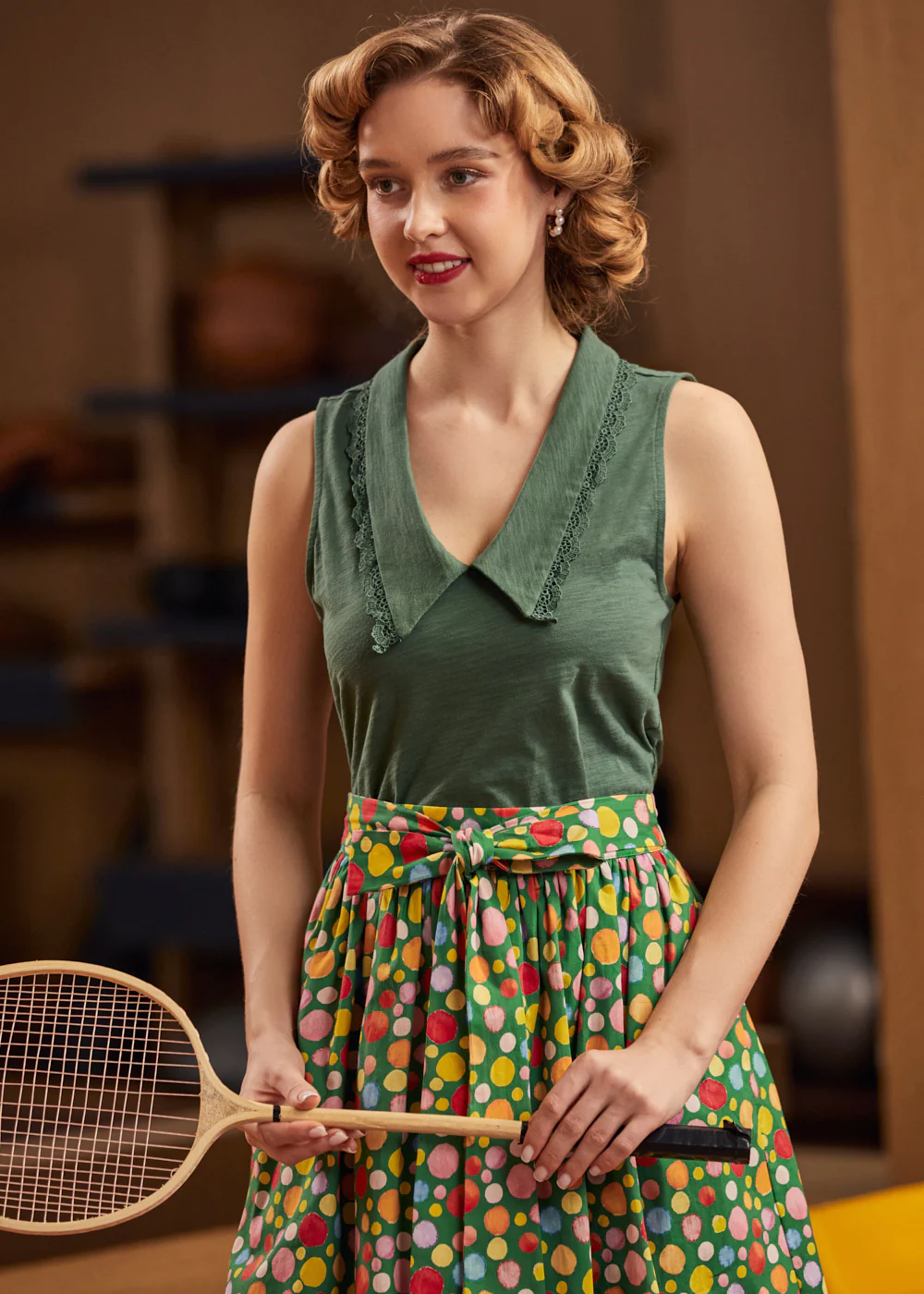 Sweet Stitched Collar V-Neck Top - Image 7