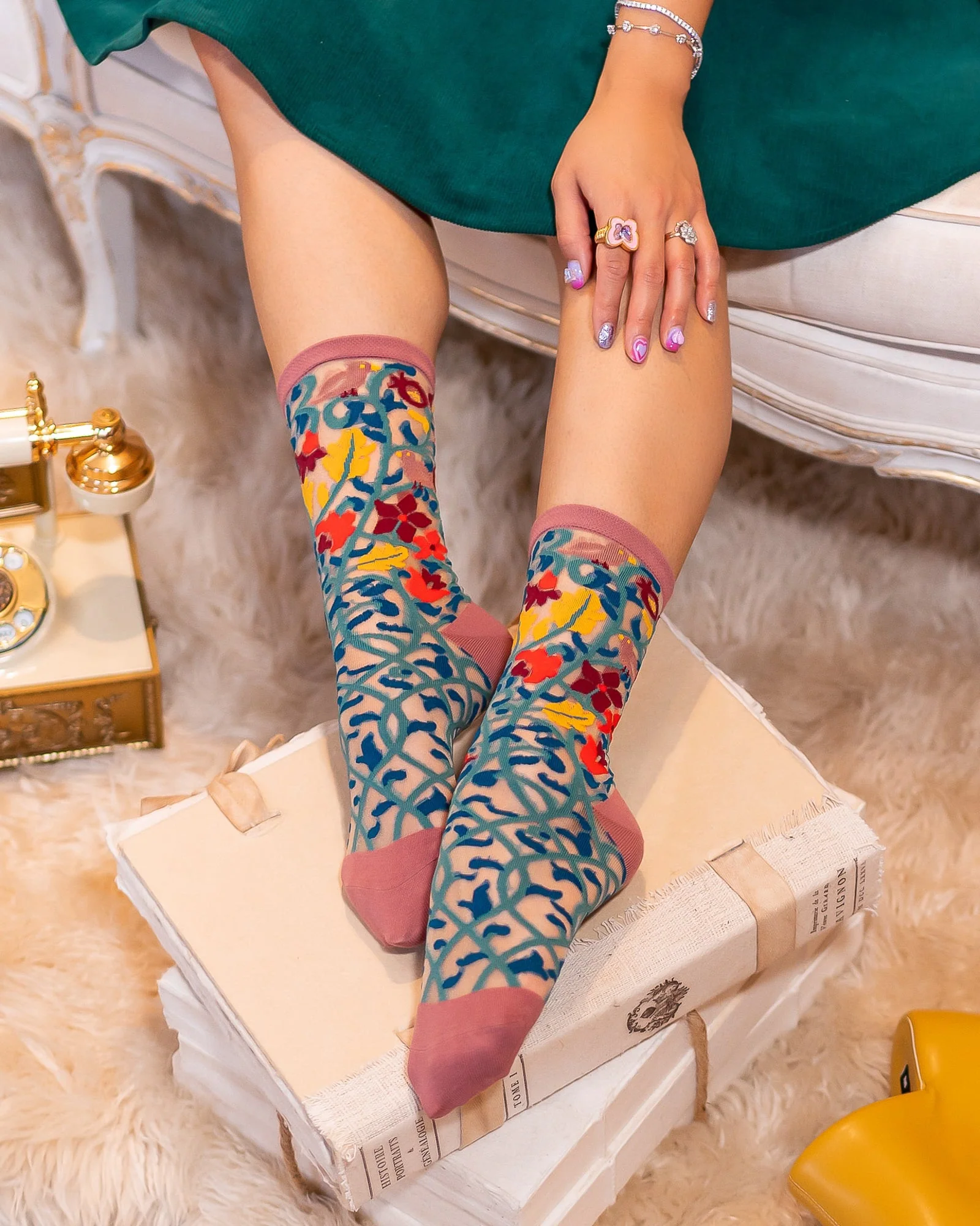 Tapestry Vines Sheer Crew Sock - Image 3