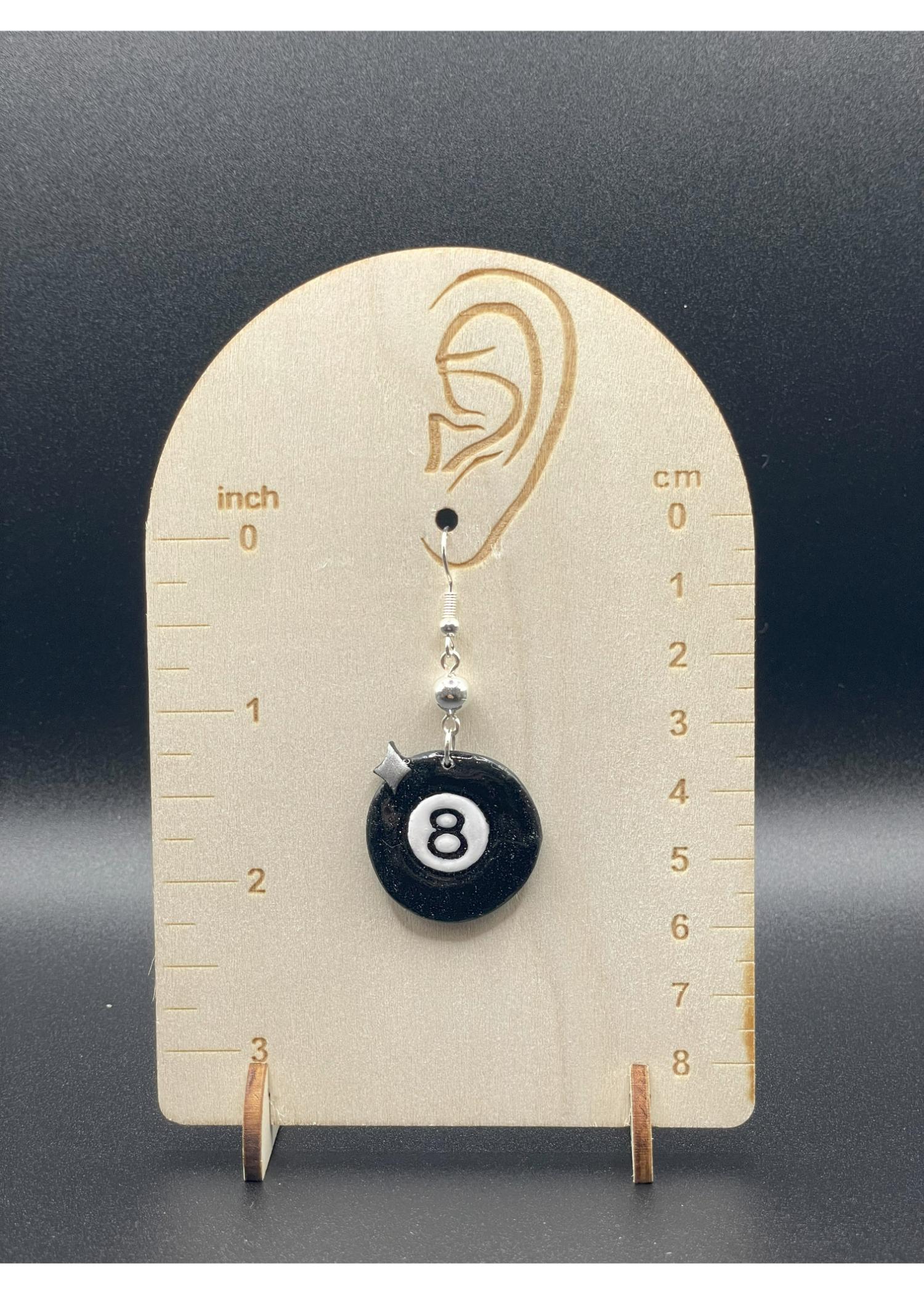 Tattoo Love 8 Ball Dangle Earrings - Image 3