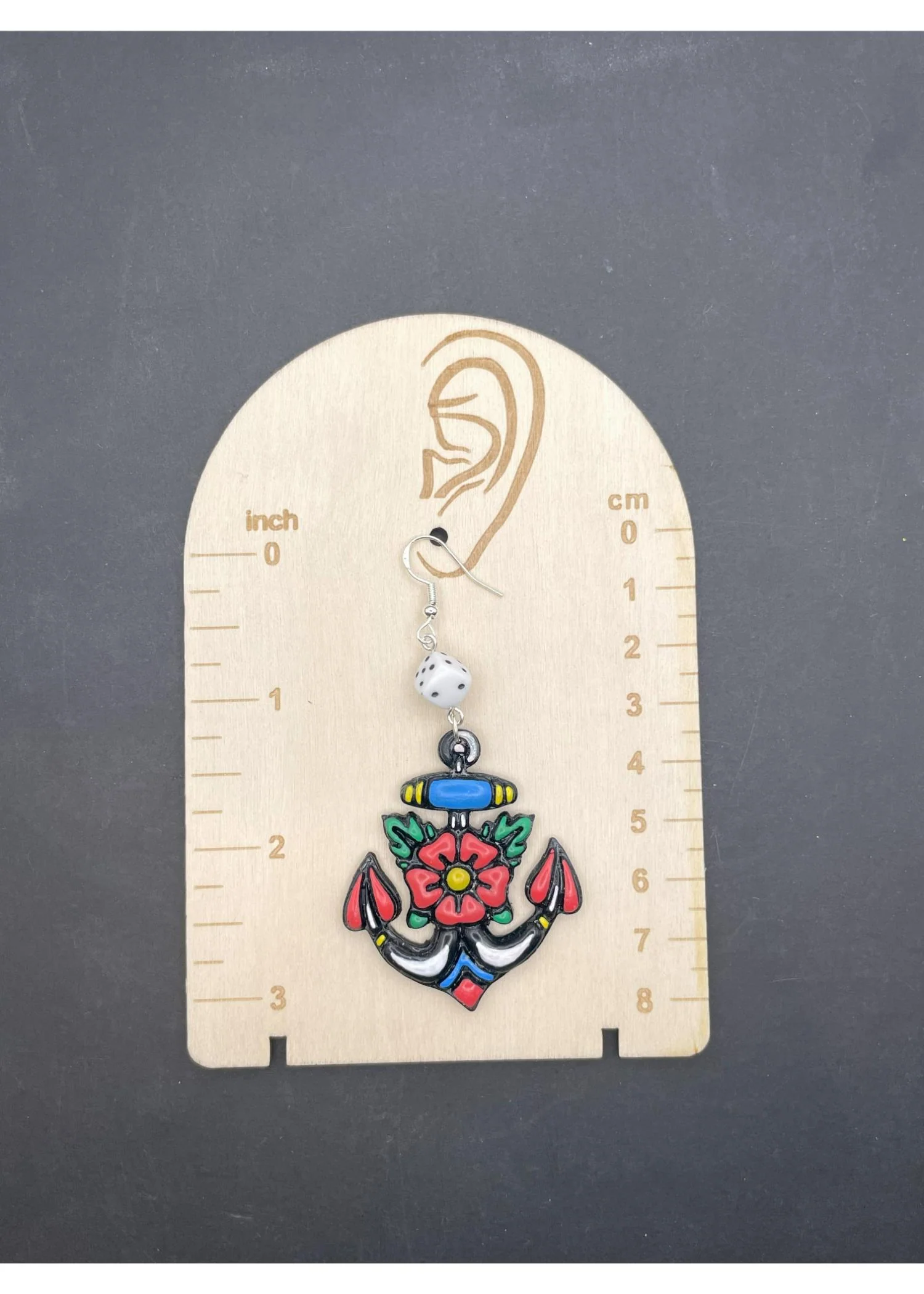 Tattoo Love Anchor Dangly Earrings - Image 2