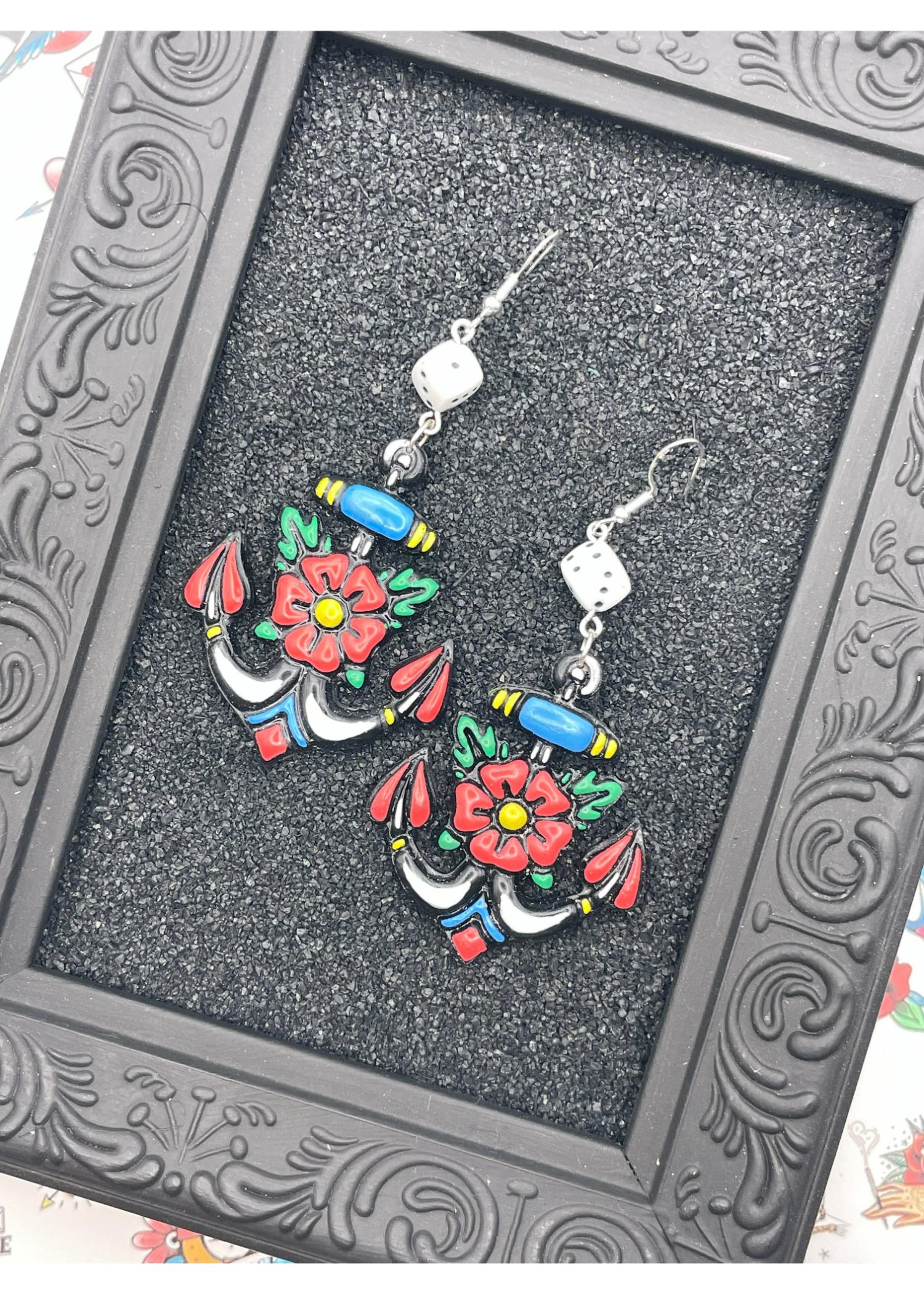 Tattoo Love Anchor Dangly Earrings - Image 3