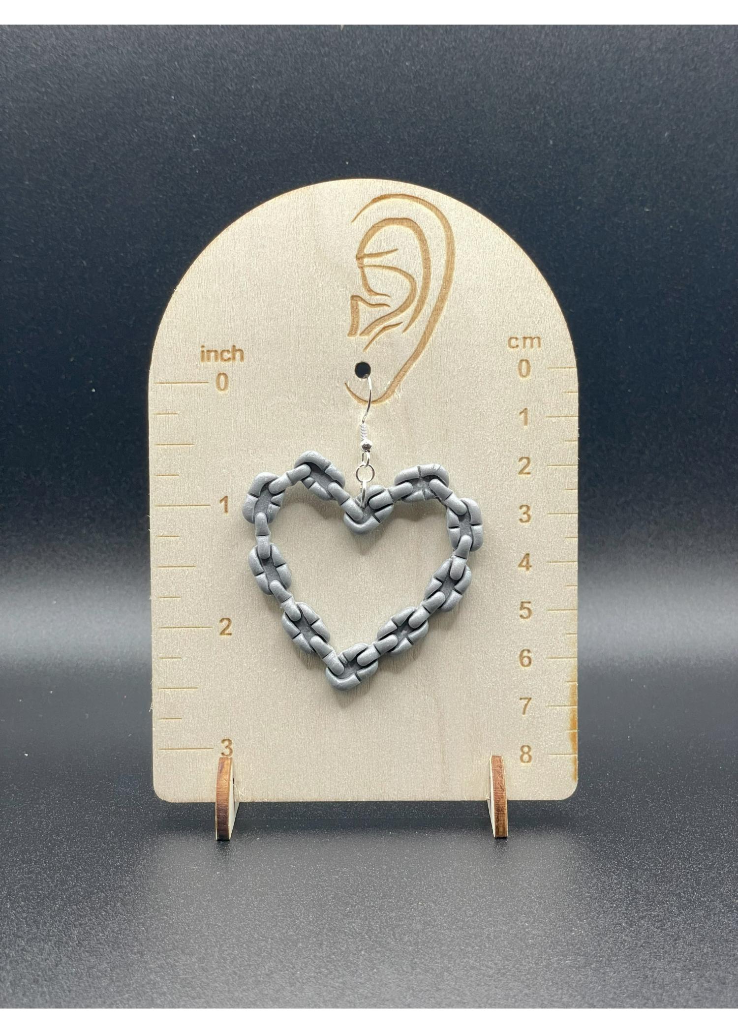 Tattoo Love Chain Link Heart Earrings - Image 2