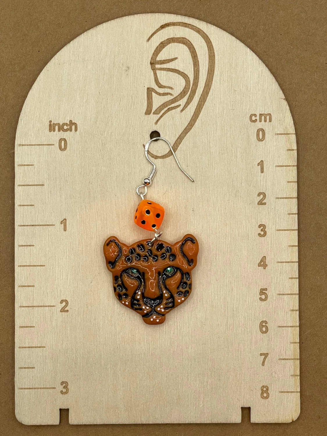 Tattoo Love Cheetah Head with Dice Earrings - Image 2