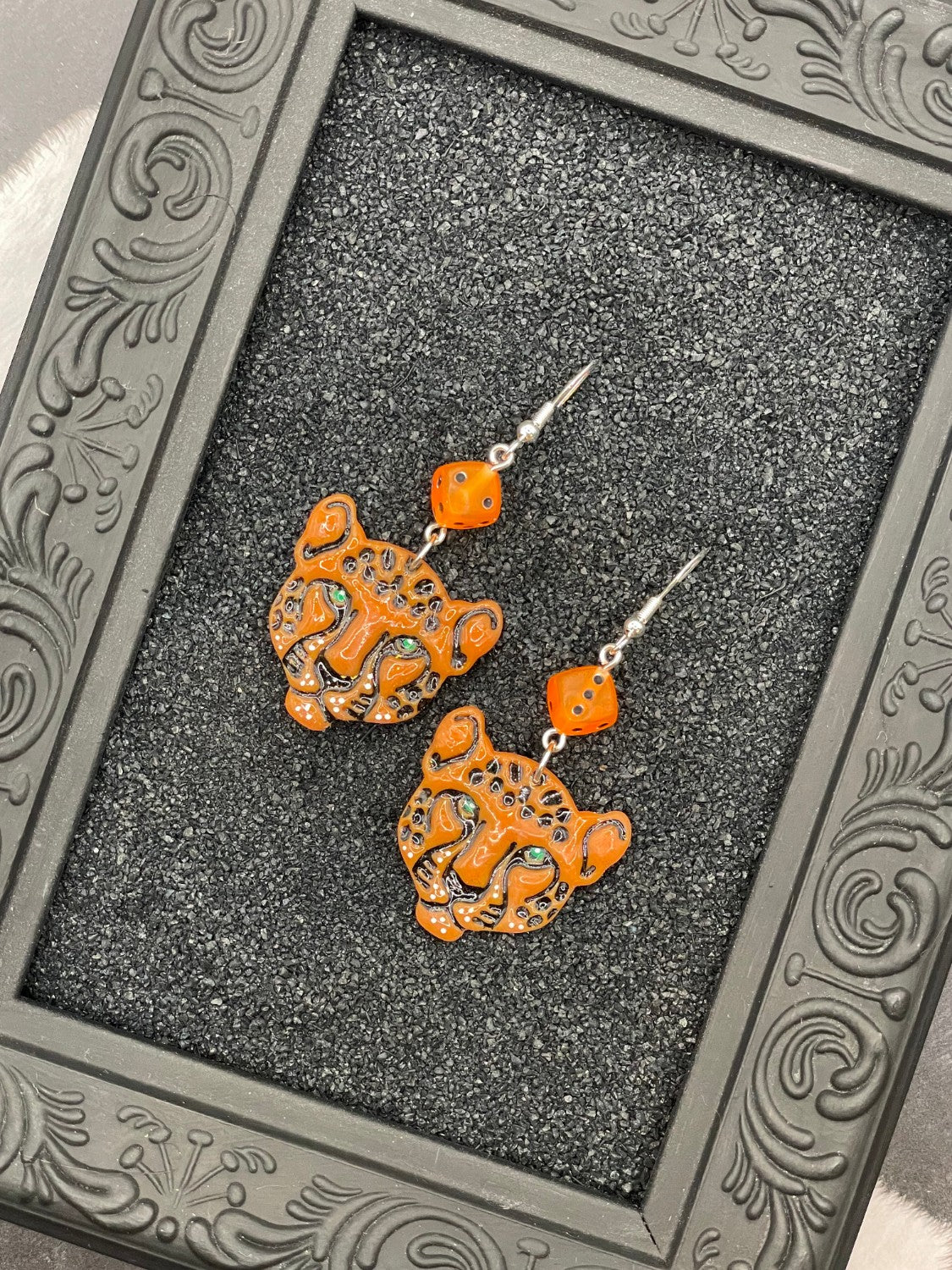 Tattoo Love Cheetah Head with Dice Earrings - Image 3