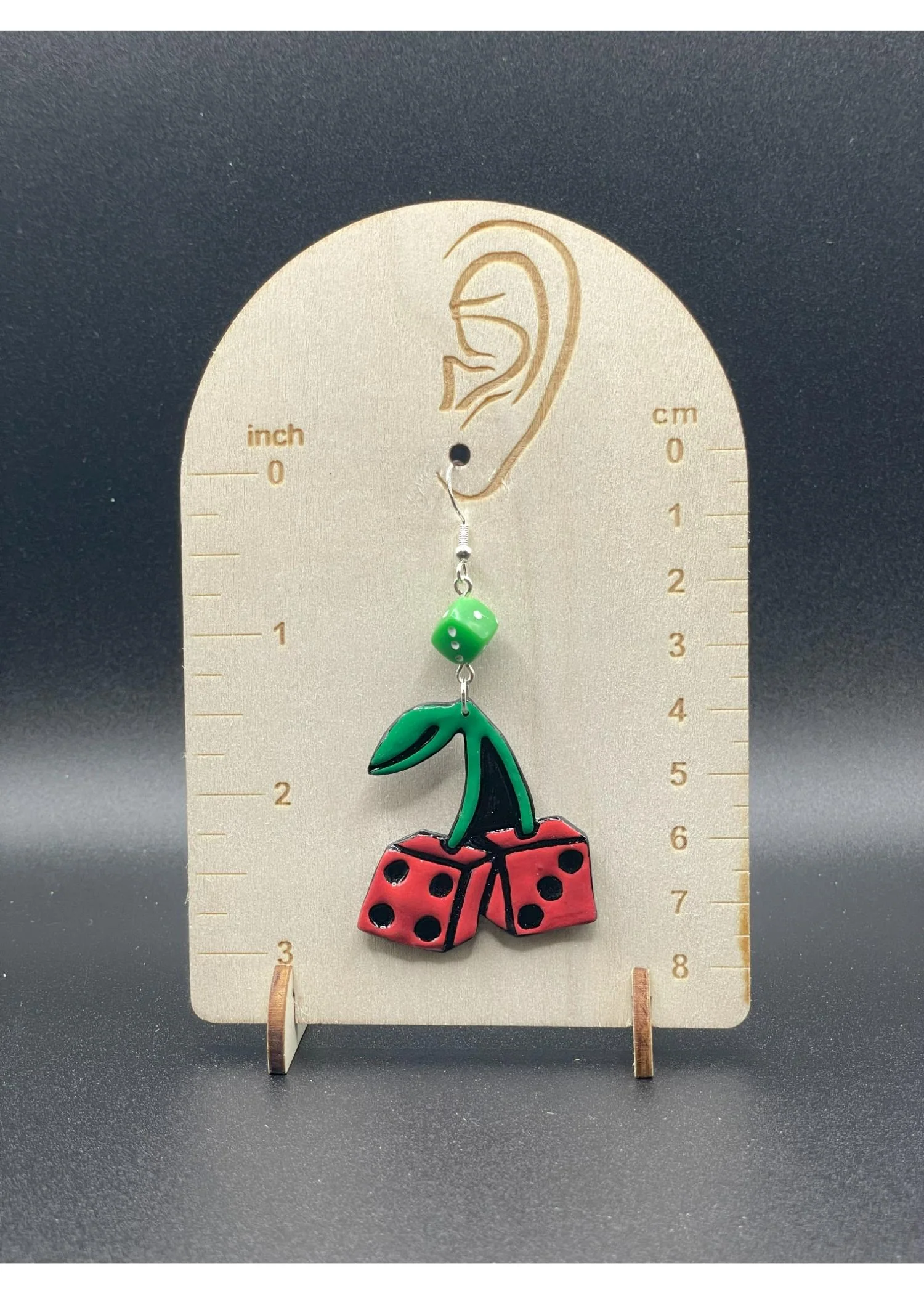 Tattoo Love Cherry Dice Dangly Earrings - Image 2