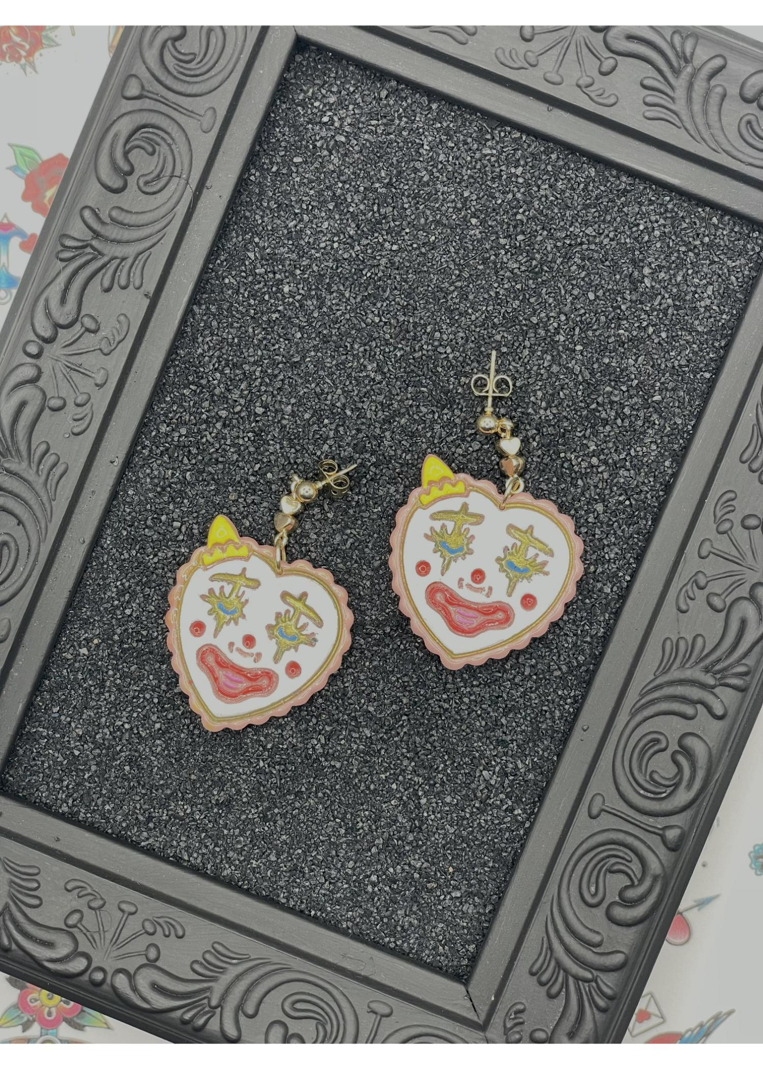 Tattoo Love Clown Heart Earrings - Image 3