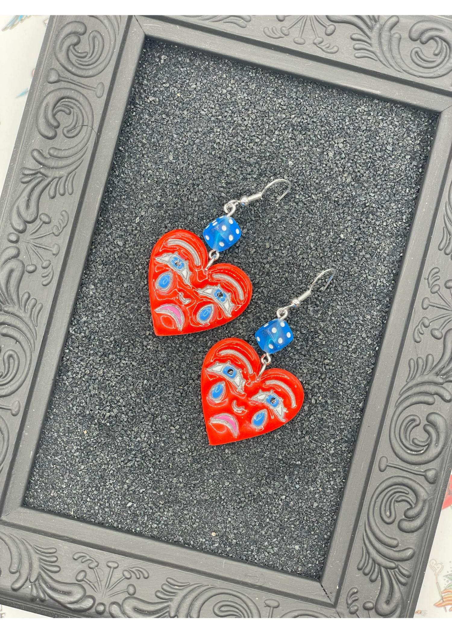 Tattoo Love Crying Heart Earrings - Image 2