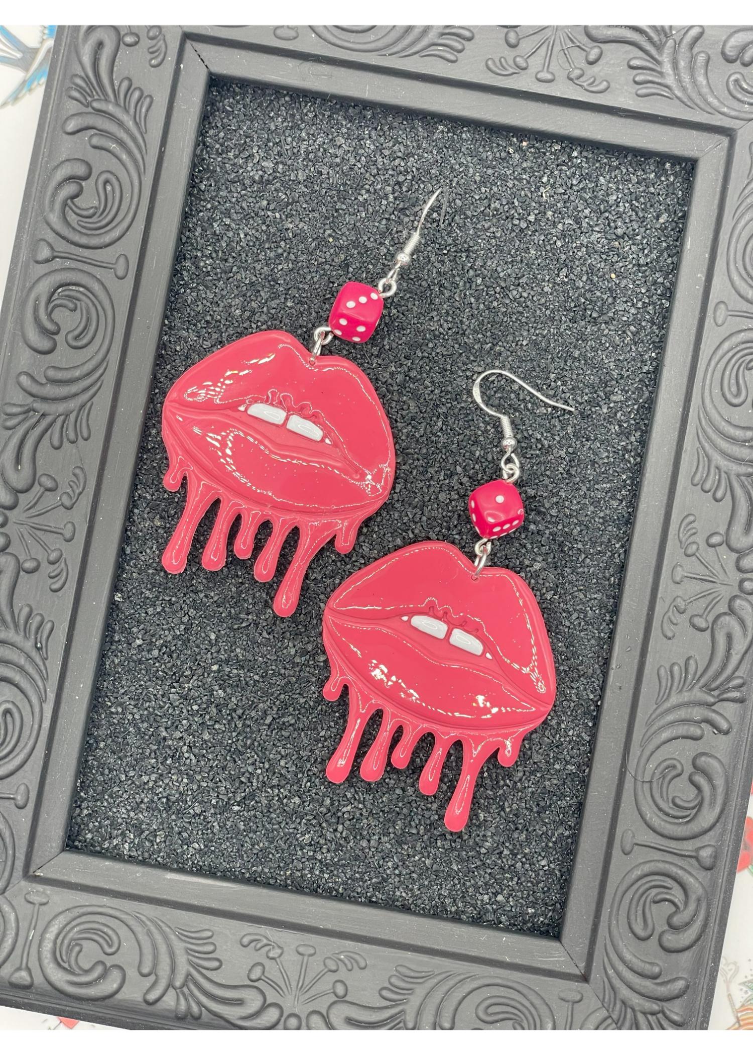 Tattoo Love Drippy Lips Earrings - Image 2