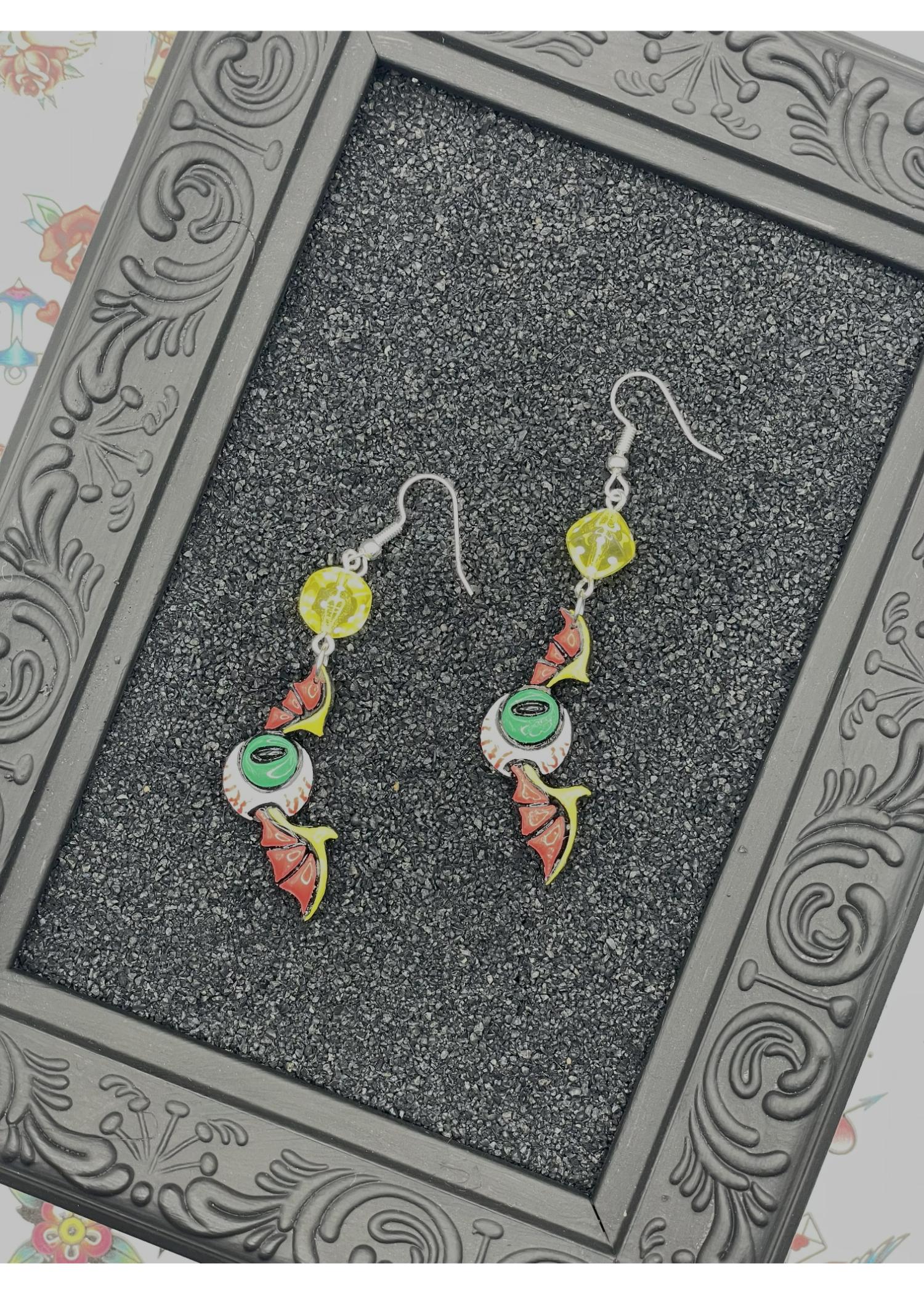 Tattoo Love Flying Eyeball Earrings - Image 3