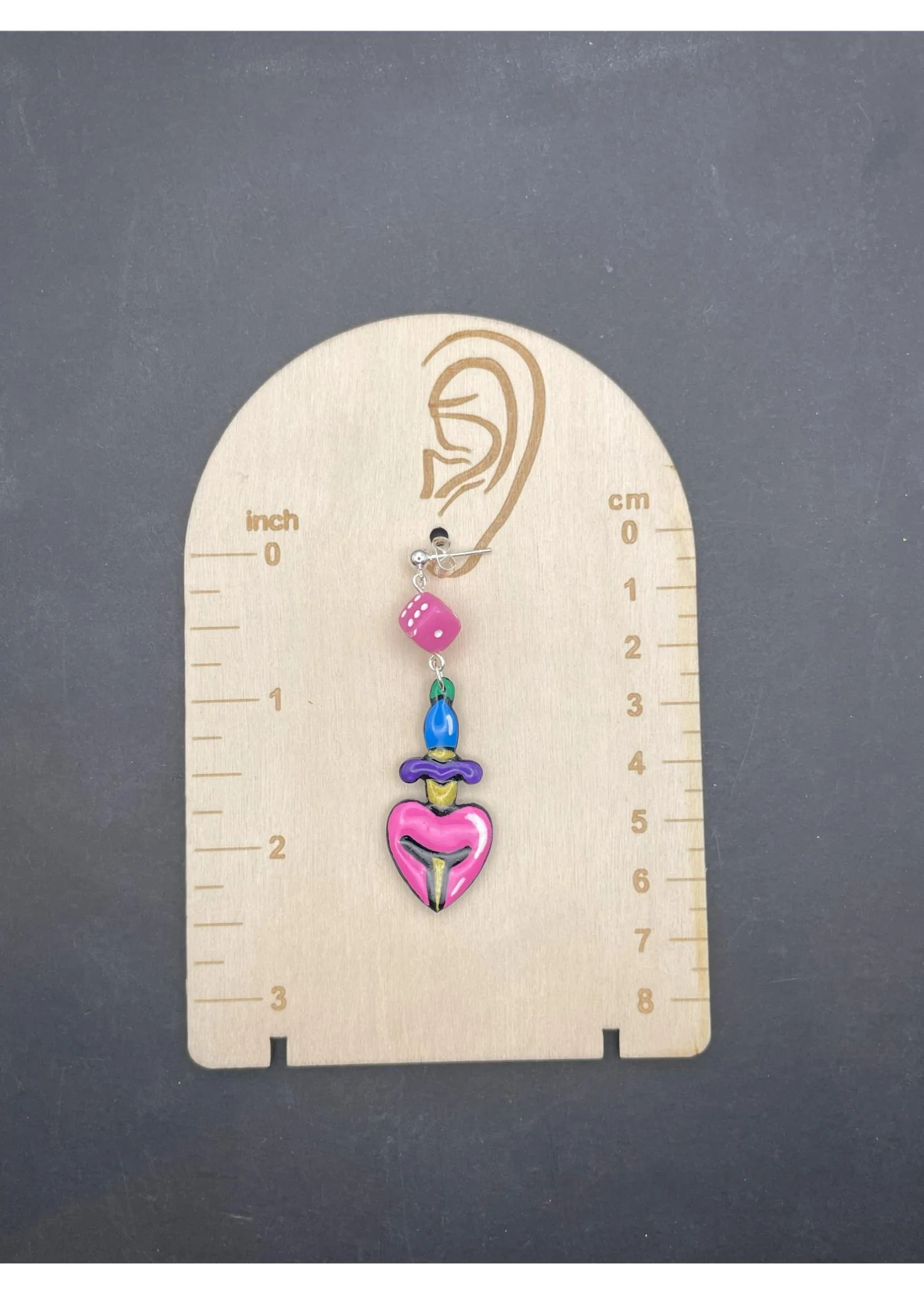 Tattoo Love Heart Dagger Earrings - Image 3