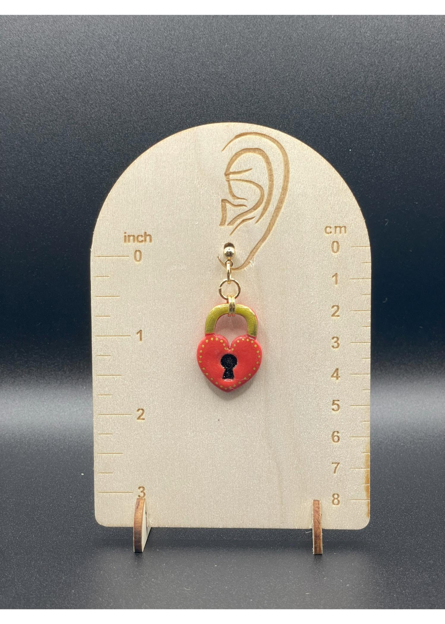 Tattoo Love Heart Padlock Earrings - Image 2