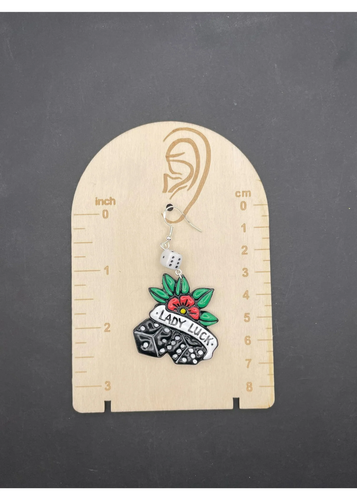 Tattoo Love Lady Luck Dice Earrings - Image 2