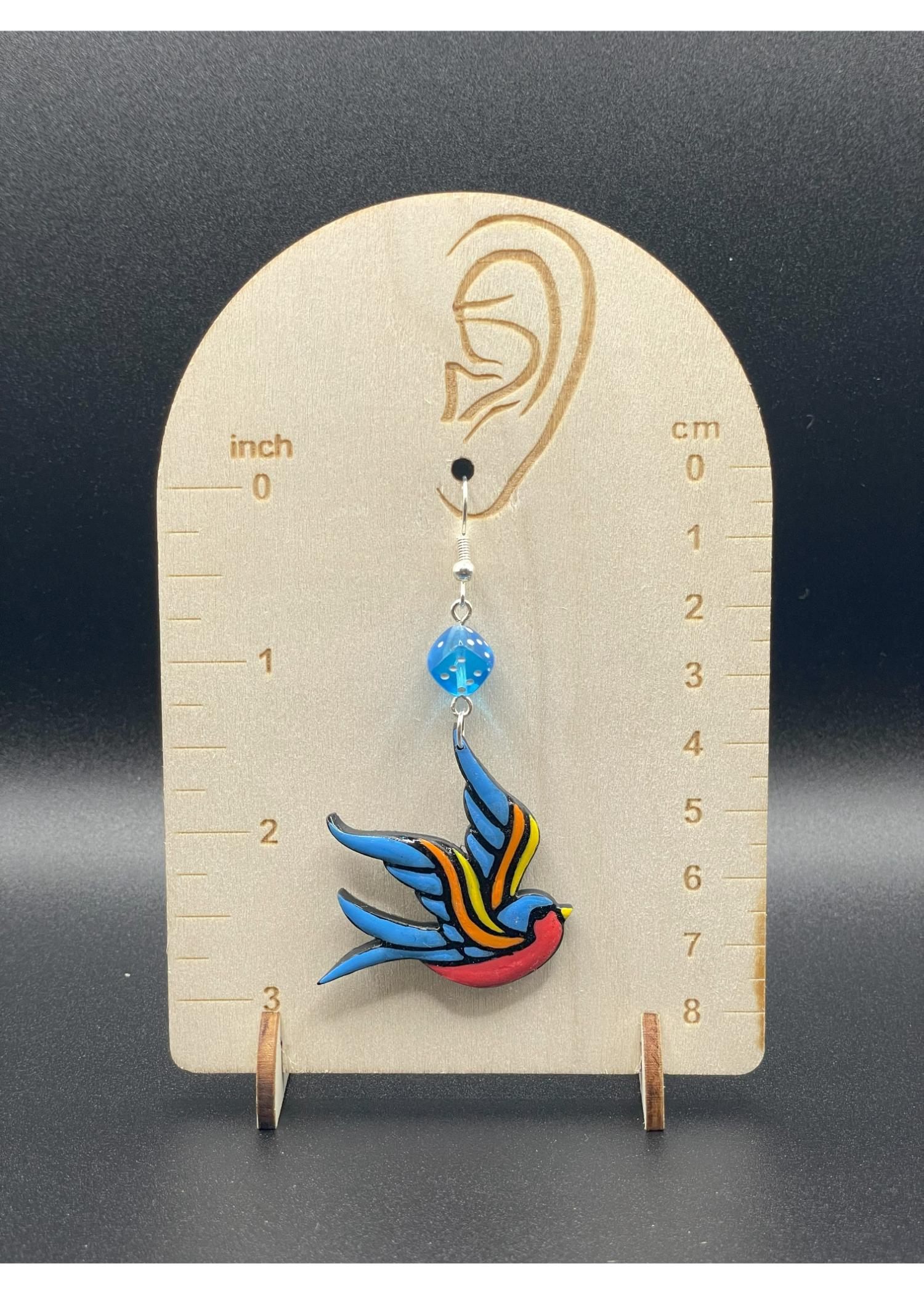 Tattoo Love Painted Swallow Earrings - Image 2
