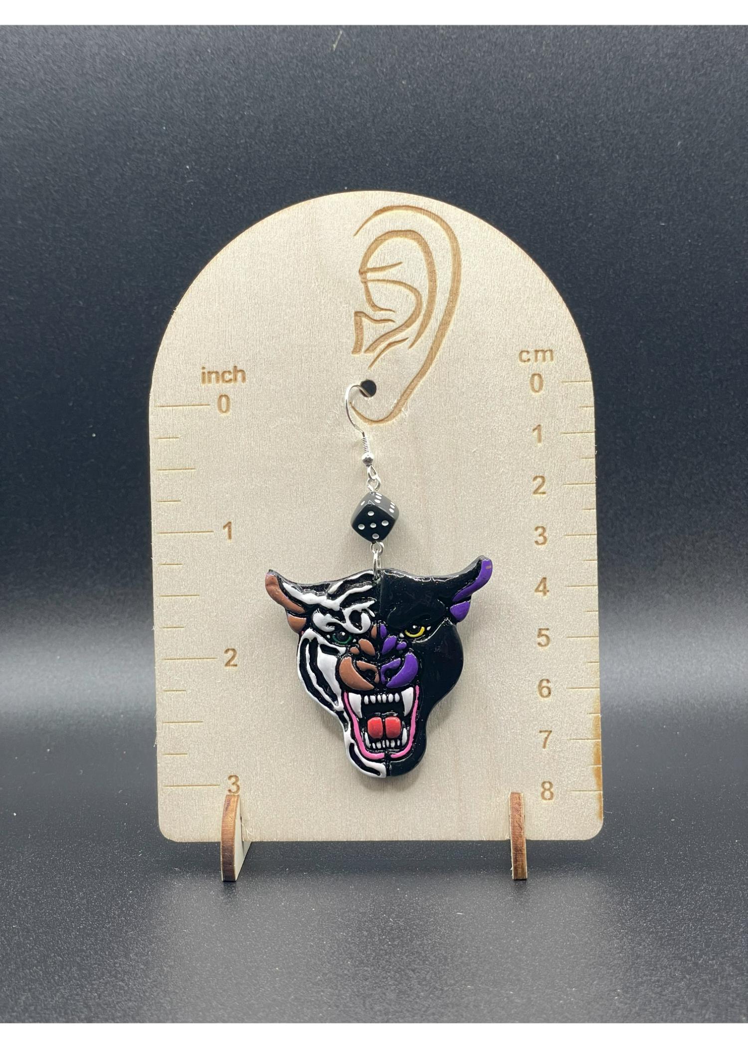 Tattoo Love Panther Tiger Earrings - Image 2