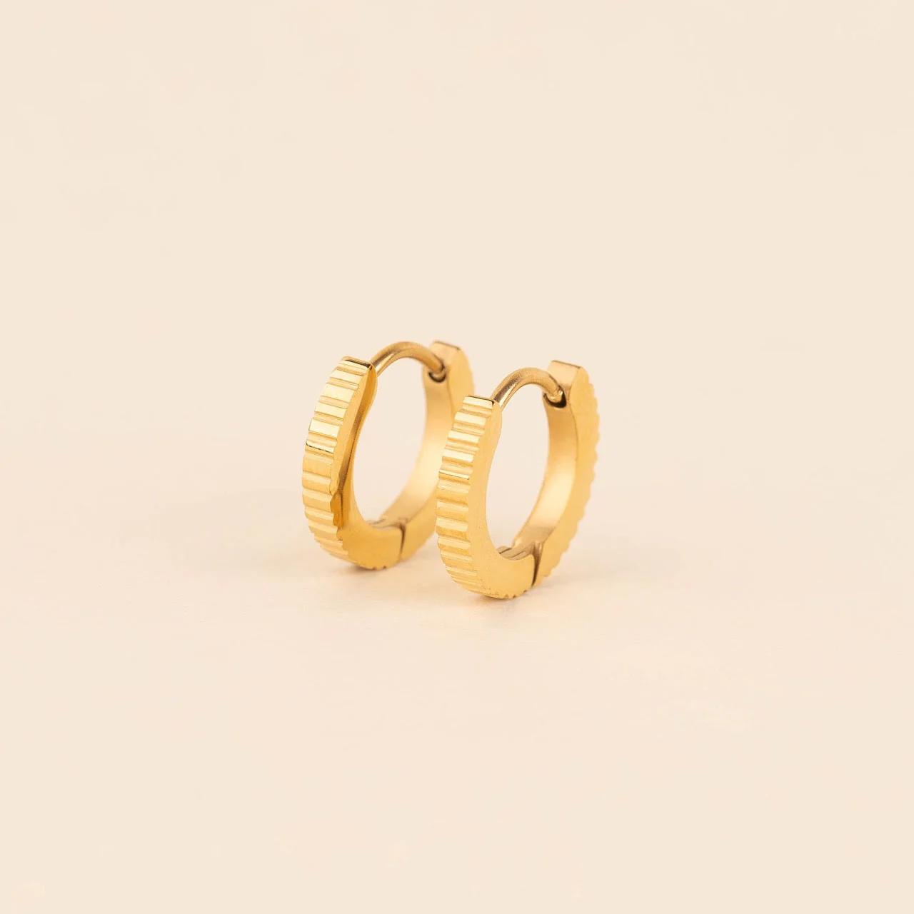 Textured Huggie Hoop Earrings - Image 3